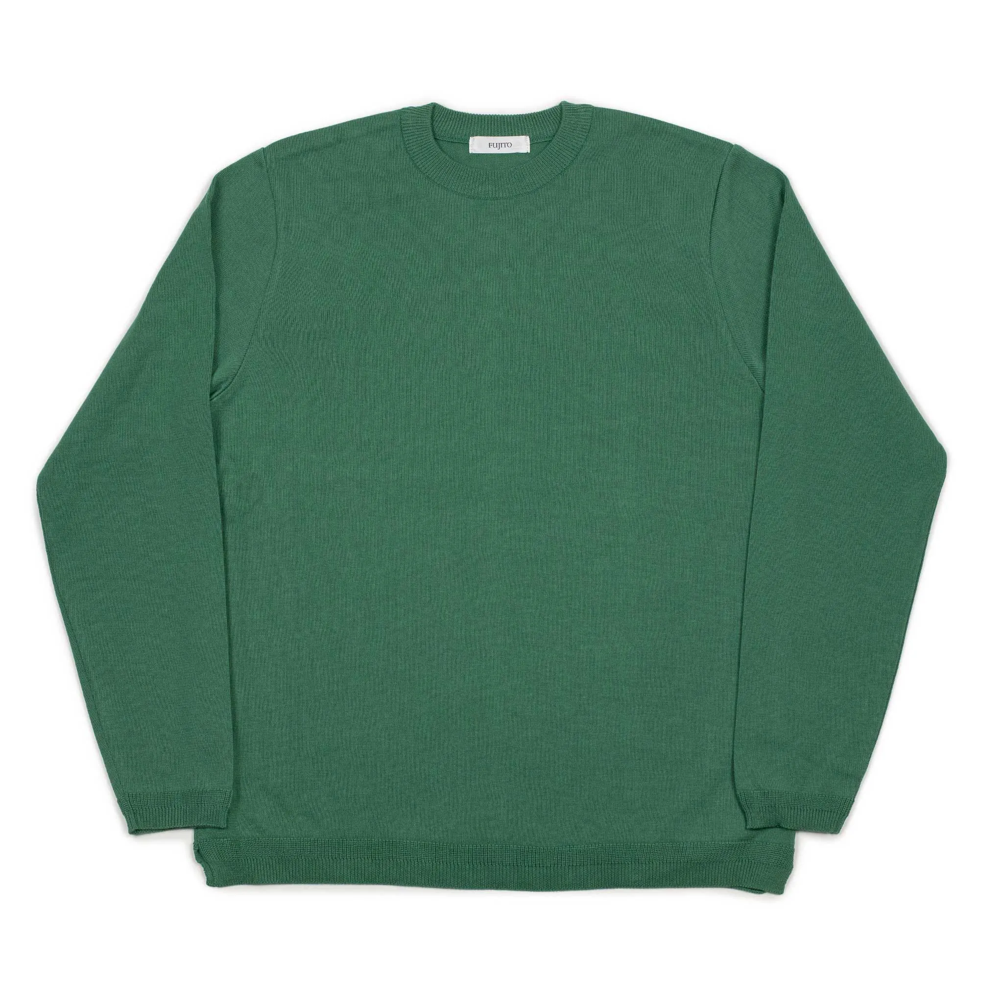 Long sleeve knit t-shirt in jade green cotton