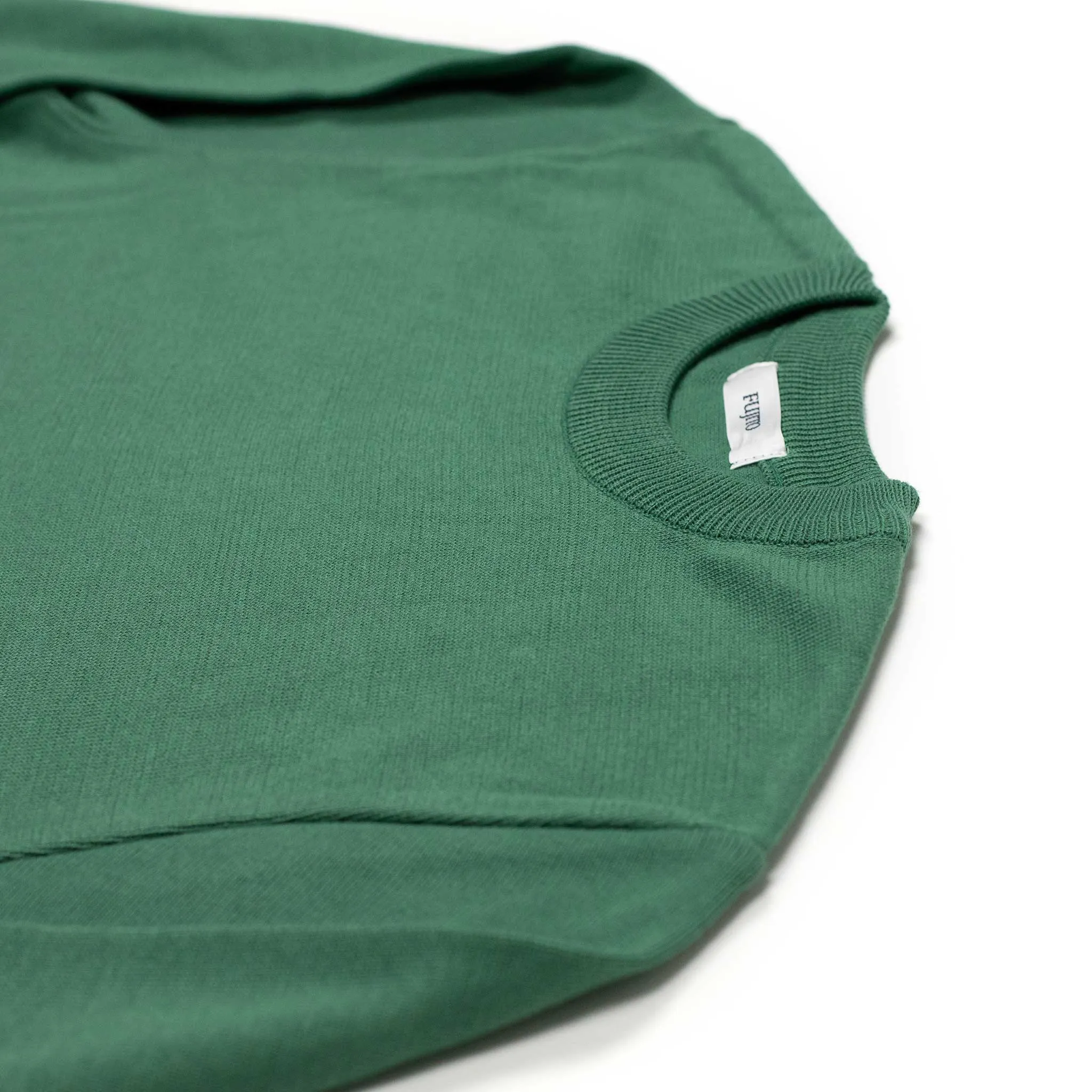 Long sleeve knit t-shirt in jade green cotton