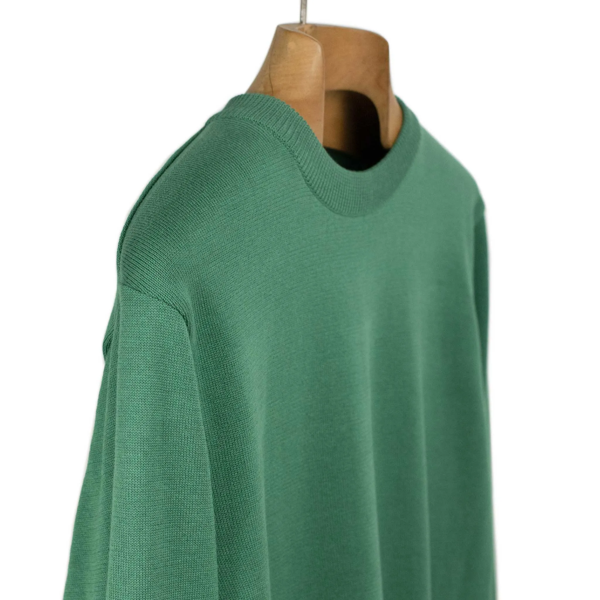 Long sleeve knit t-shirt in jade green cotton