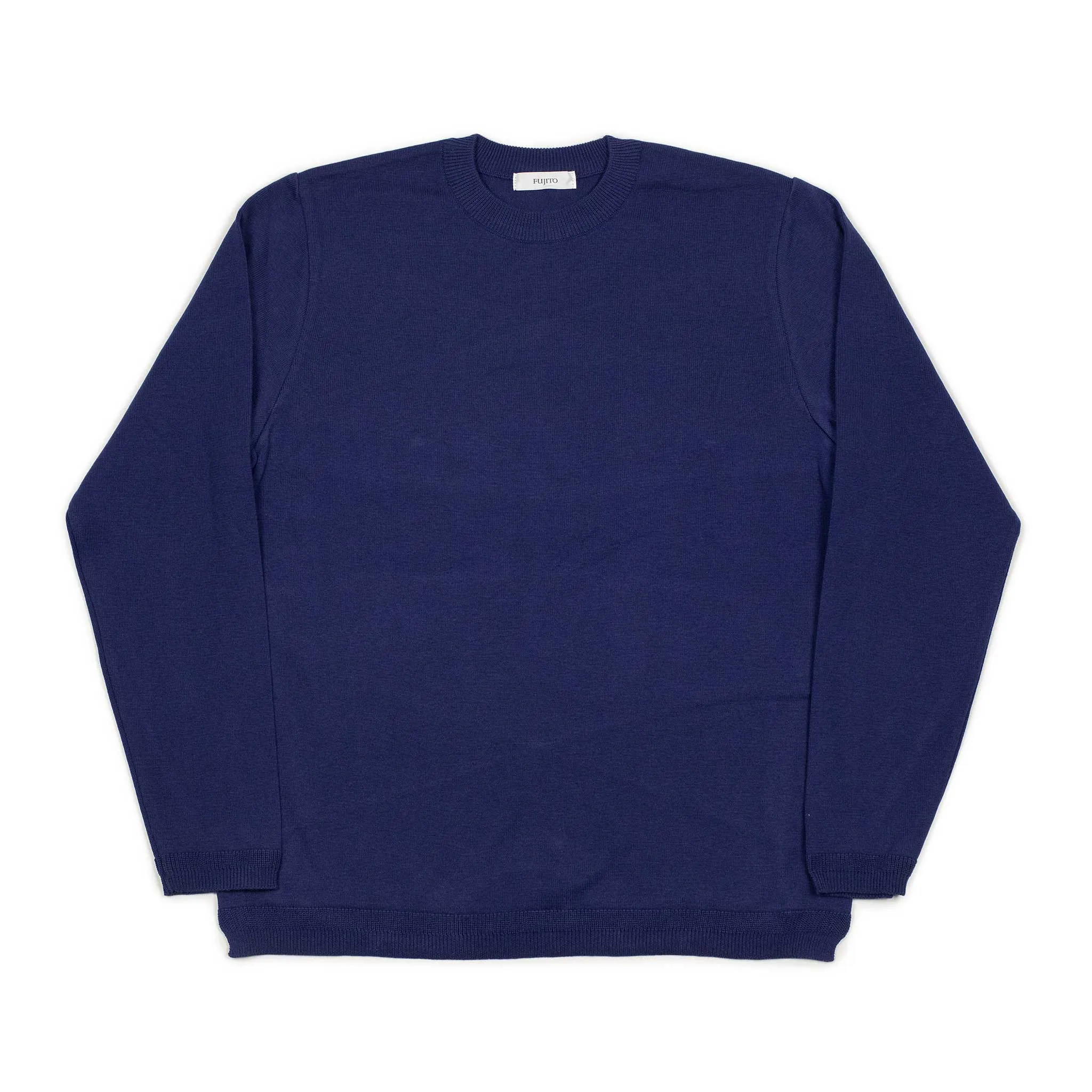 Long sleeve knit t-shirt in midnight blue cotton