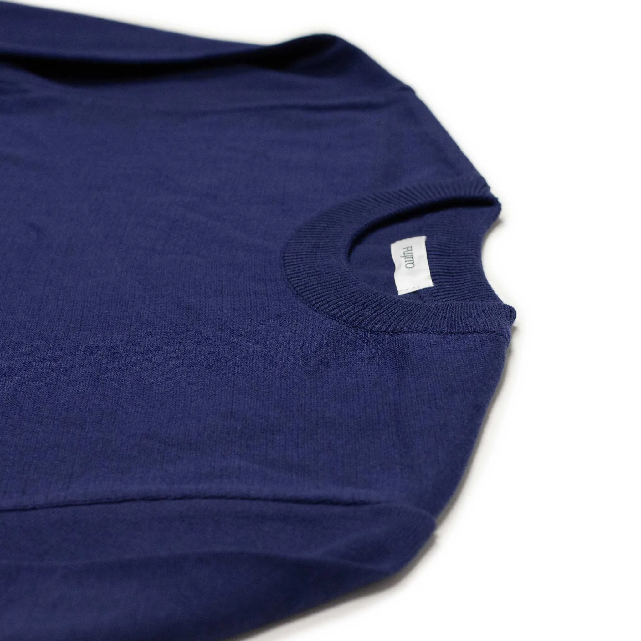 Long sleeve knit t-shirt in midnight blue cotton