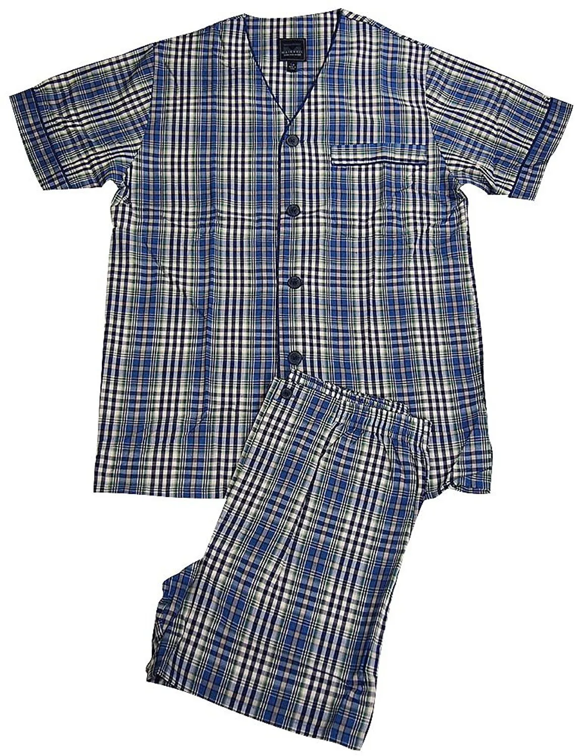 Majestic International - Mens Short Sleeve Short Pajamas - 5 Color Combinations