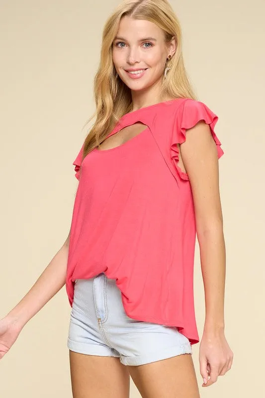 Make You Smile Cut Out Top - Coral