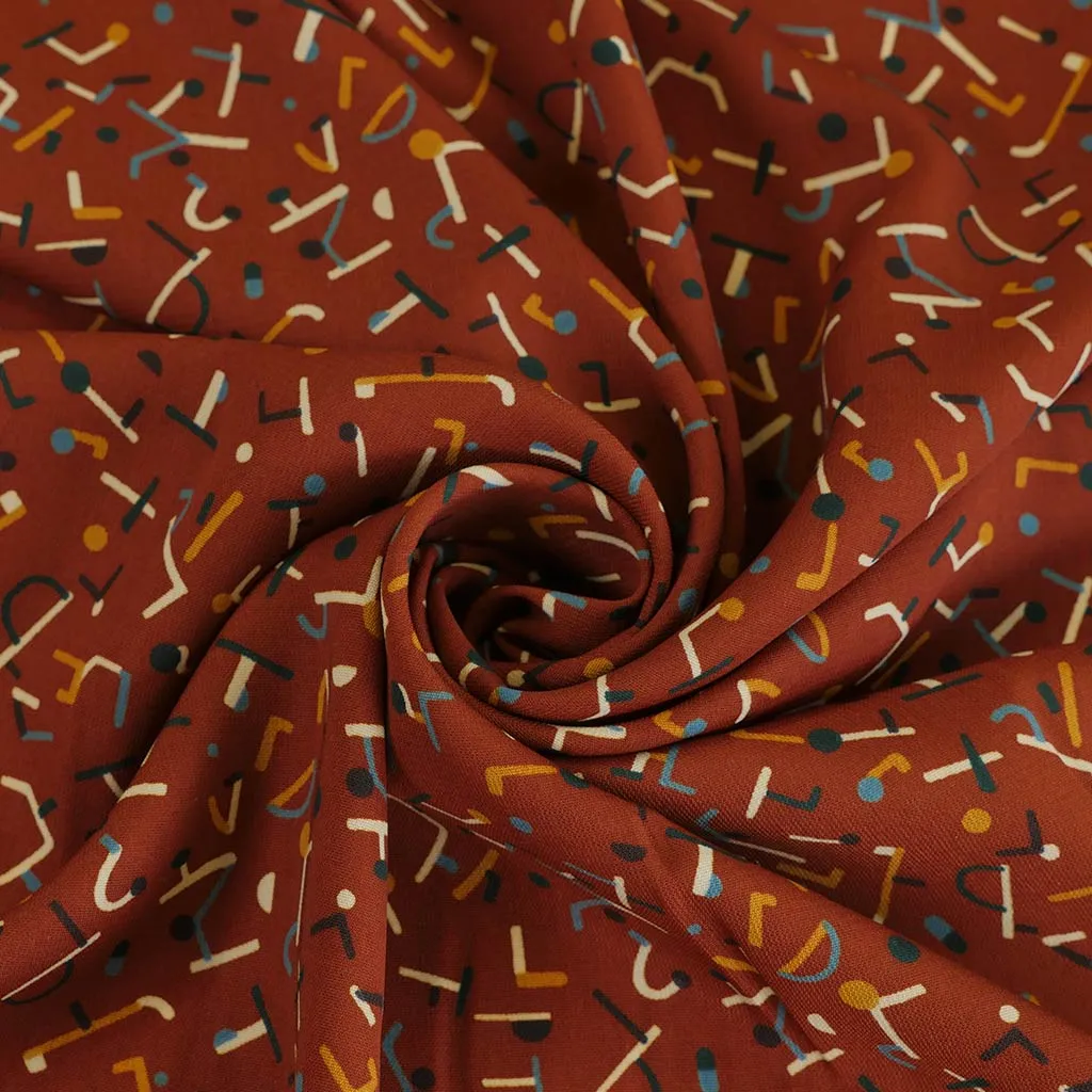 Monroe - Rust, Jumbled Woven Crepe Fabric