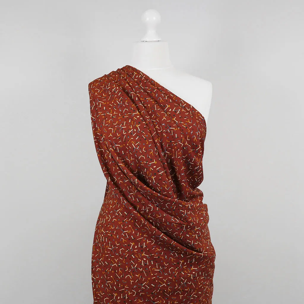 Monroe - Rust, Jumbled Woven Crepe Fabric