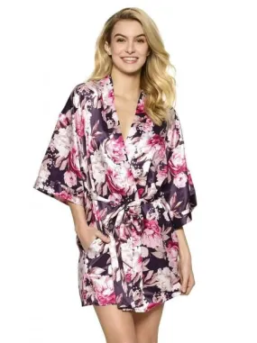 Muse Satin Kimono - Winter Peonies -