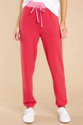 Naptime Cherry Red Brushed Jogger