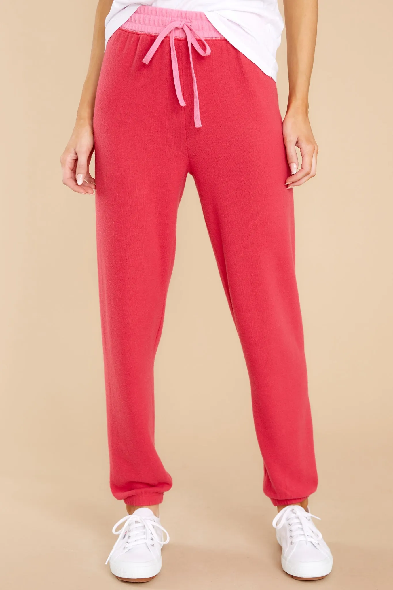 Naptime Cherry Red Brushed Jogger