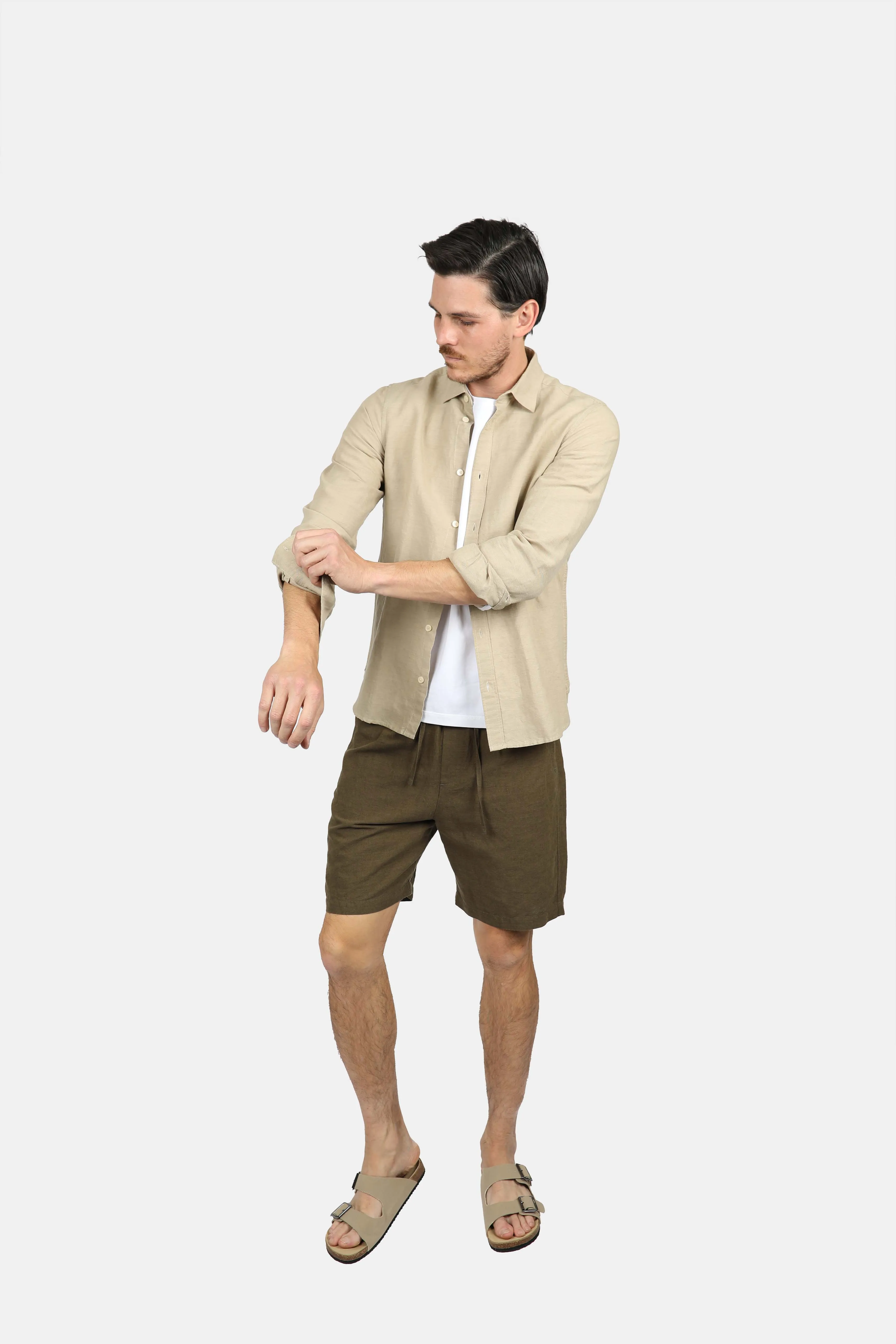 Olive Linen Relaxed Waist Short