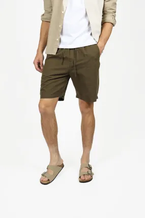 Olive Linen Relaxed Waist Short