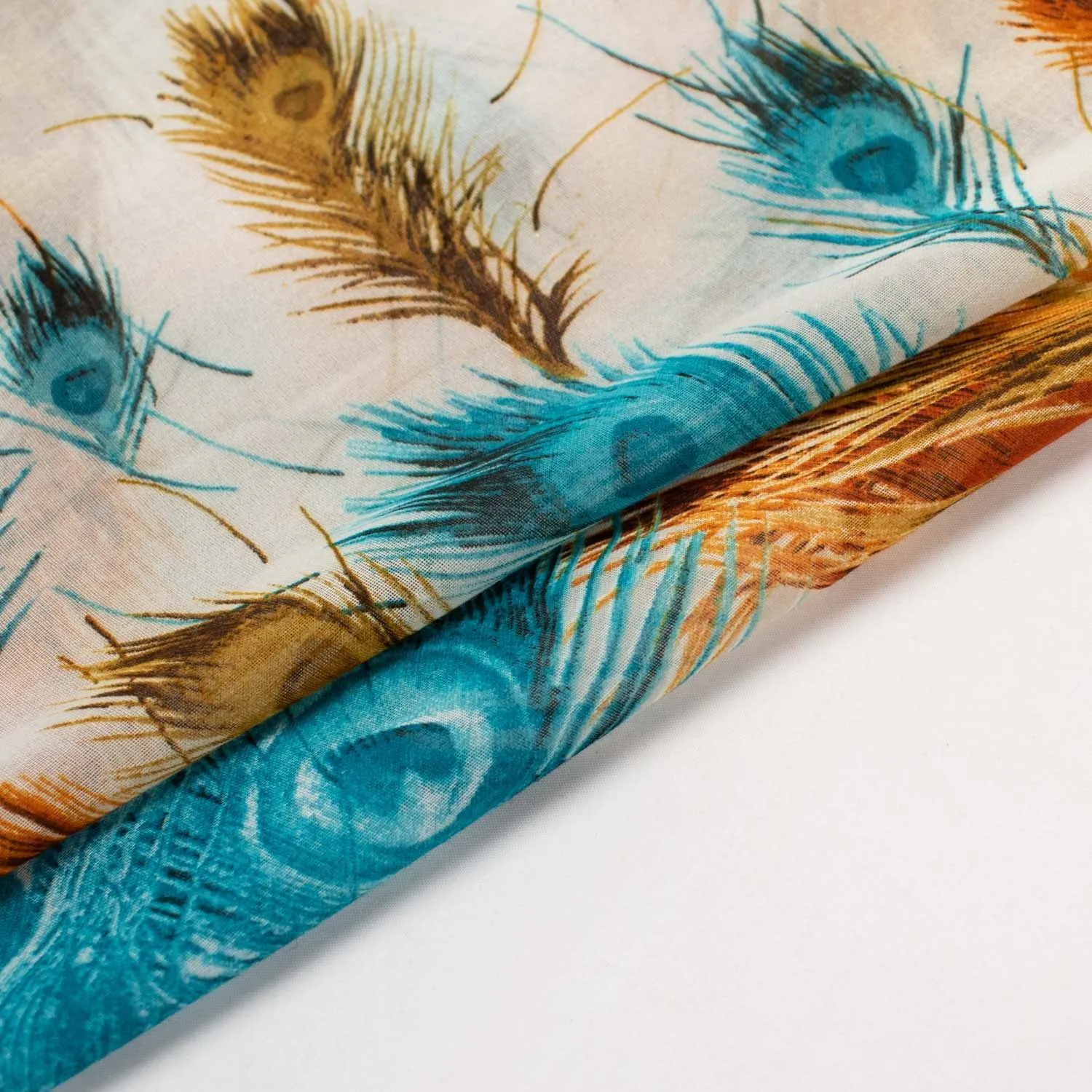 Peacock Printed Cotton Blended Voile