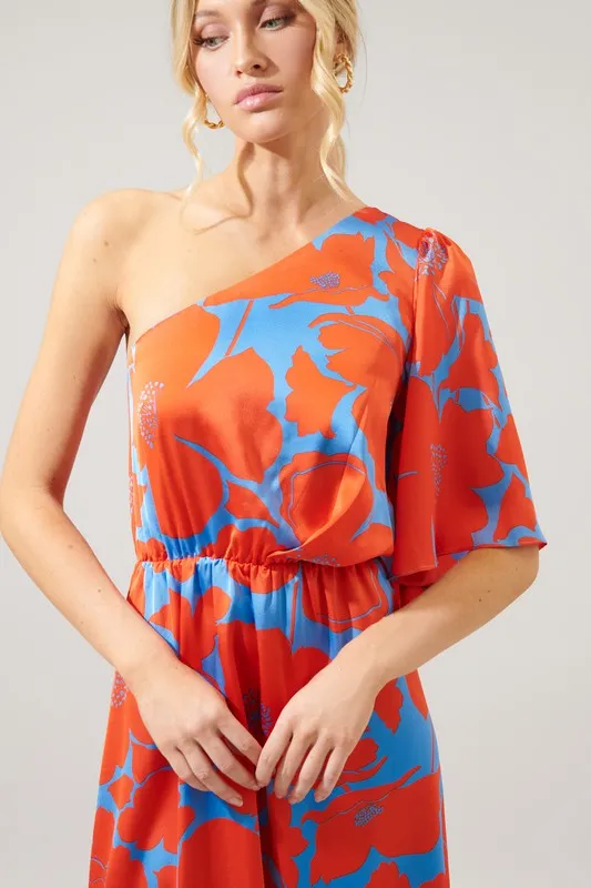 Poppy One Shoulder Satin Maxi Dress