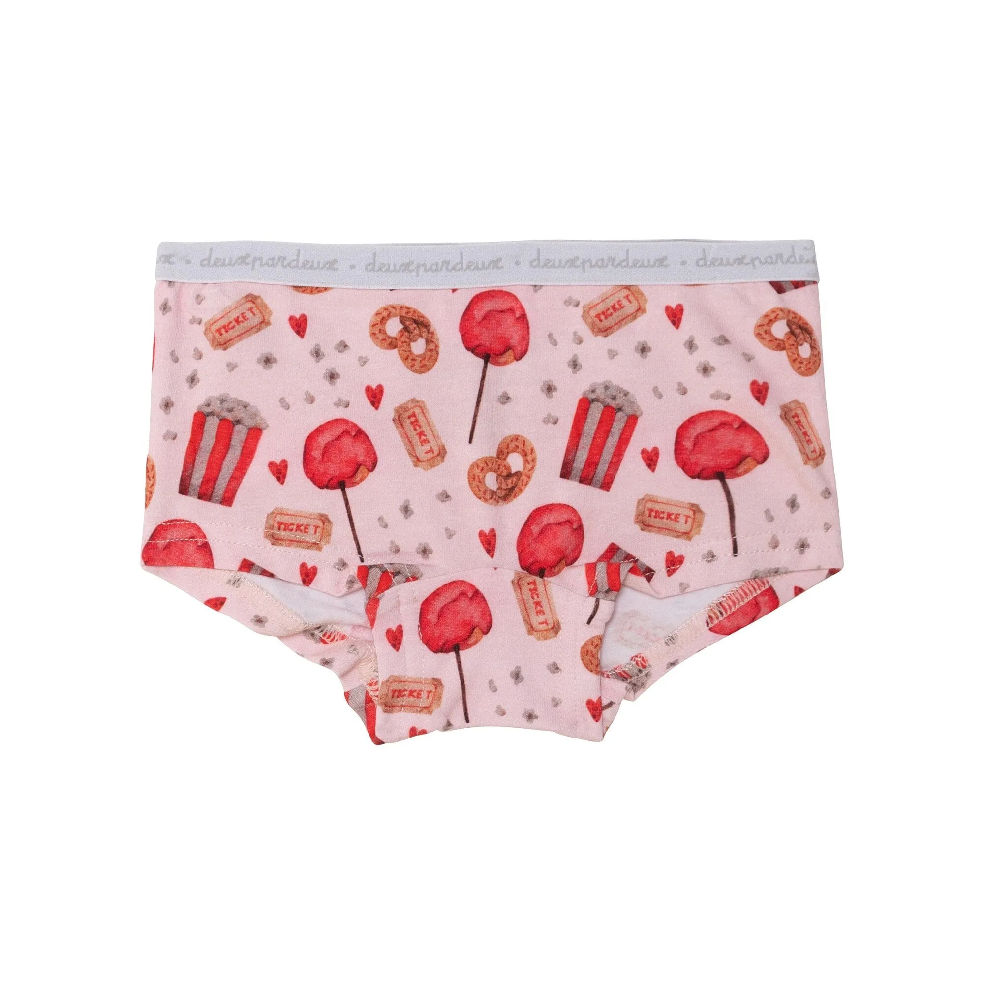 Printed Boyshort Pantie Light Pink Popcorn & Lollipop