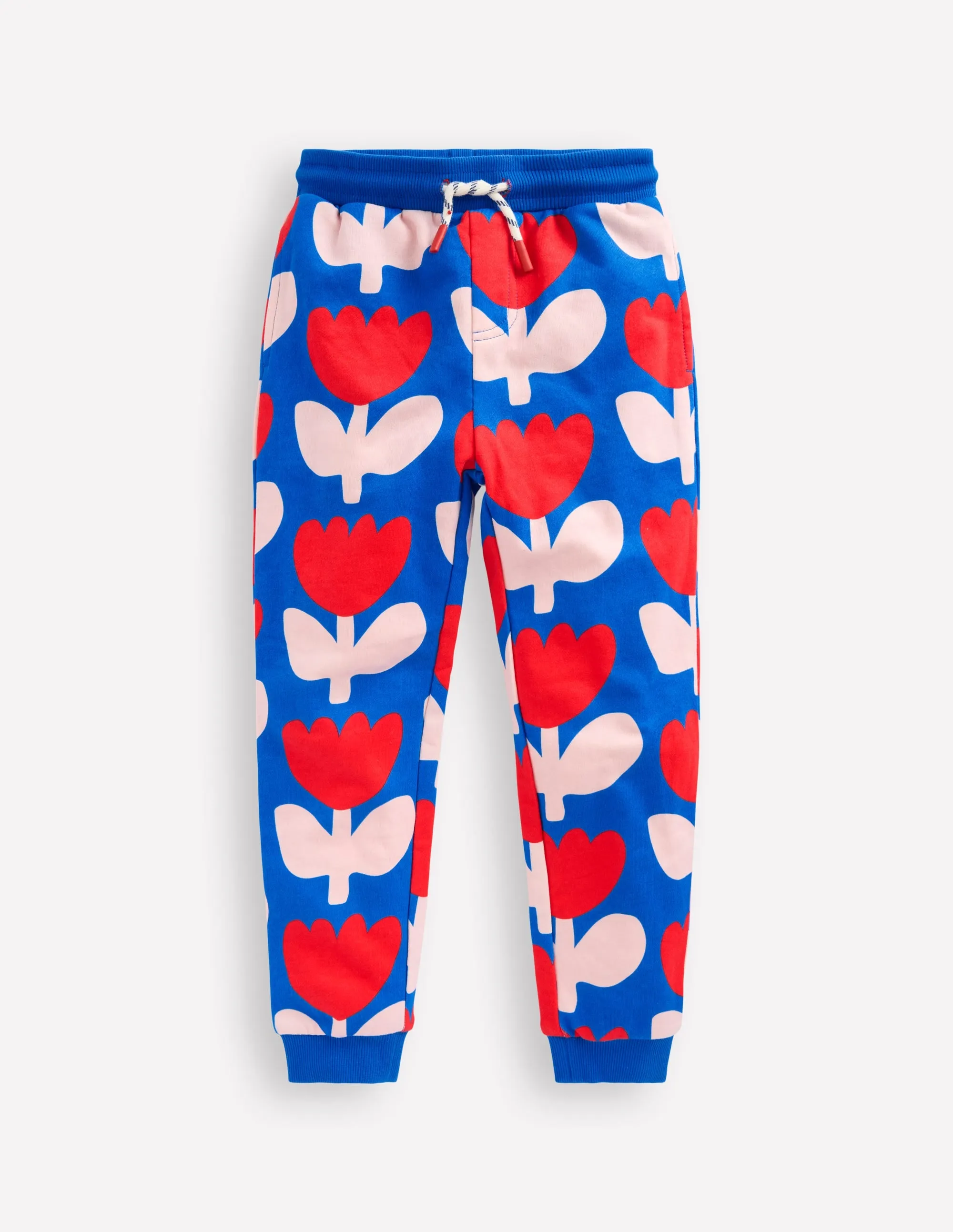 Printed Joggers-Kingfisher Blue Bold Floral