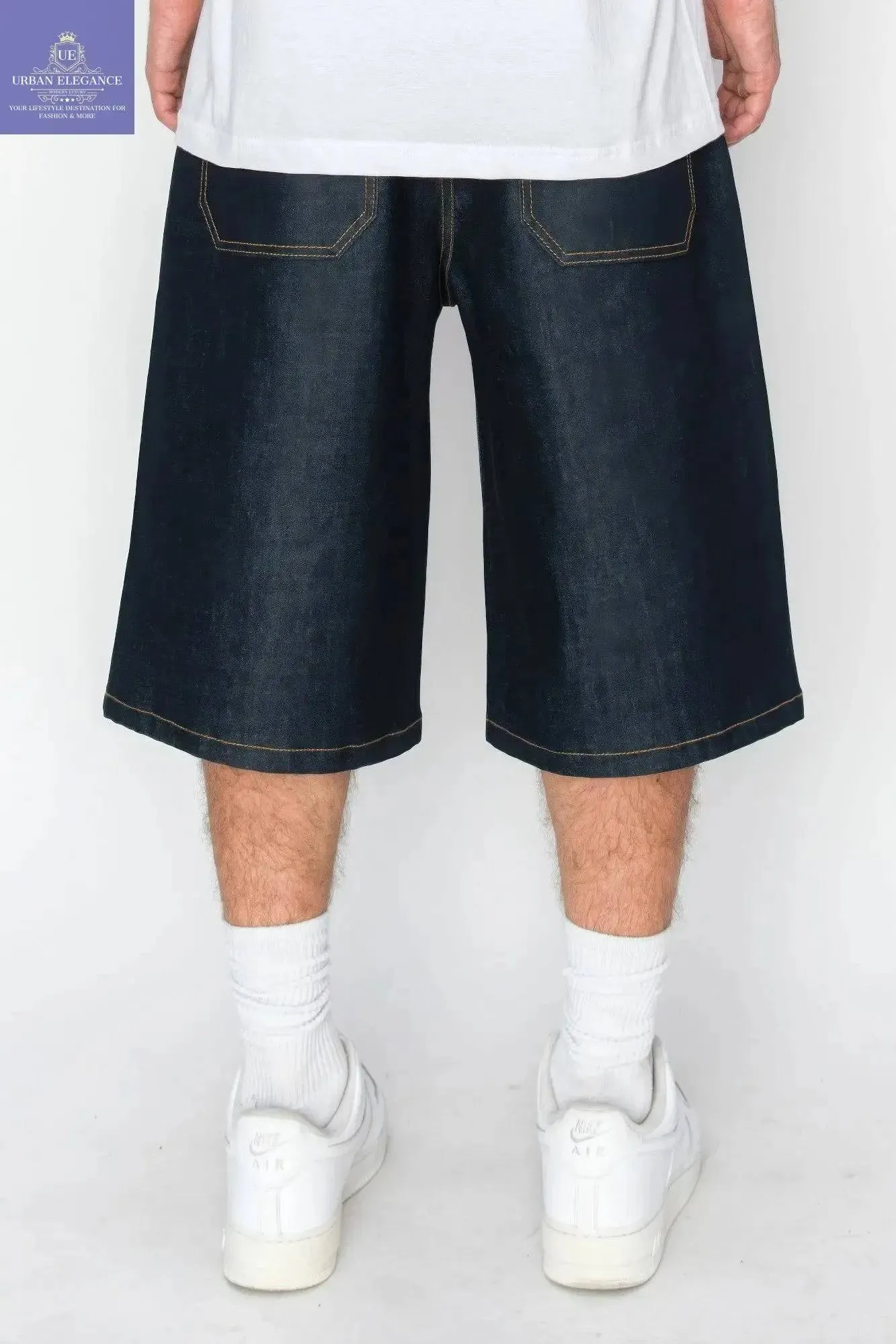 Relaxed Fit Raw Denim Cargo Shorts