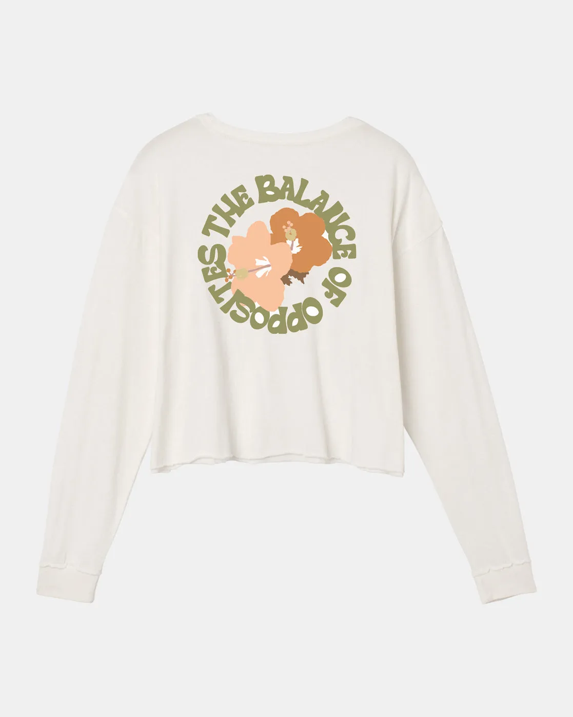 Retro Hibiscus Long Sleeve Tee - Vintage White