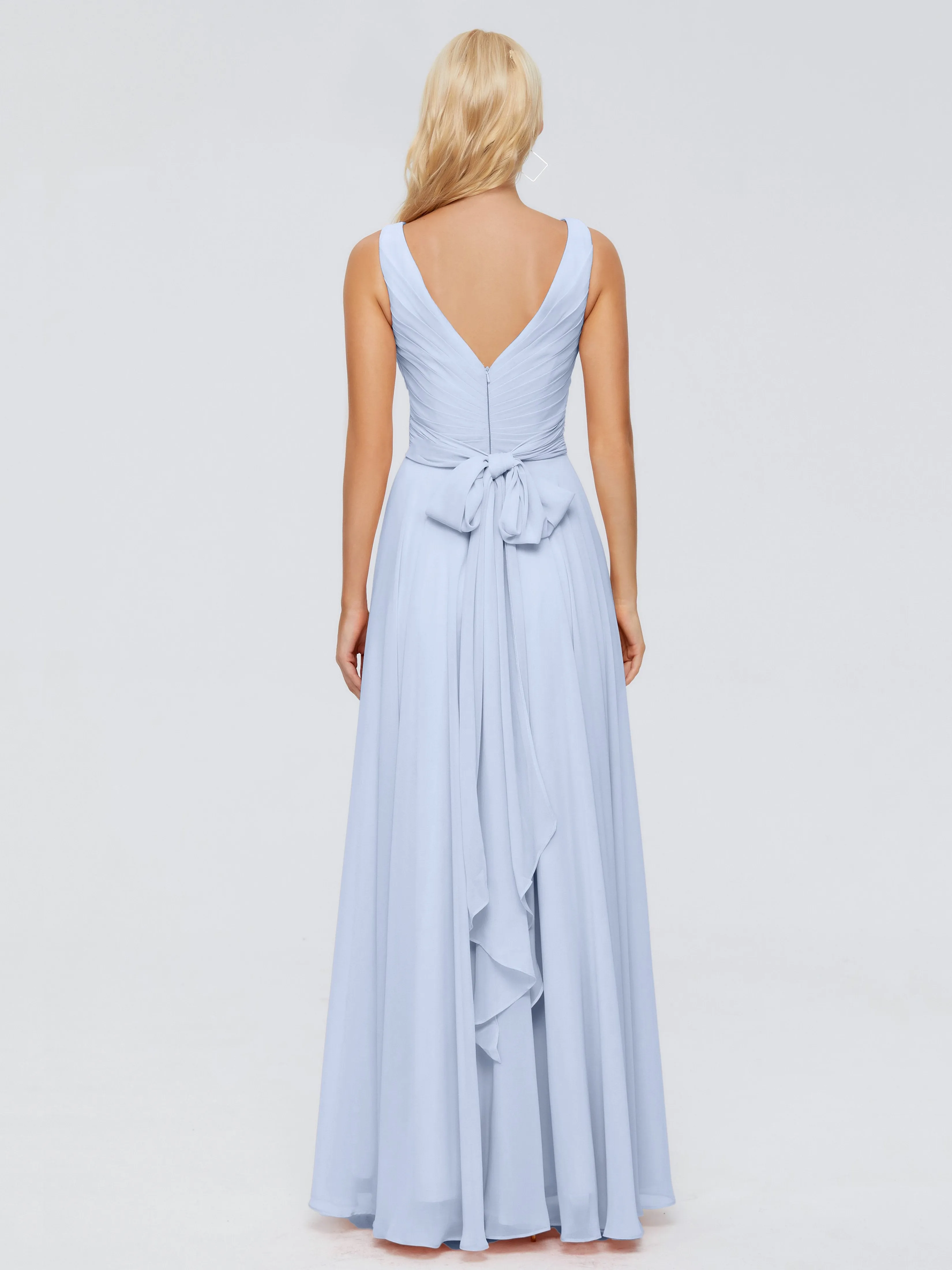 Ryleigh Flowy Chiffon Bridesmaid Dresses with Bow