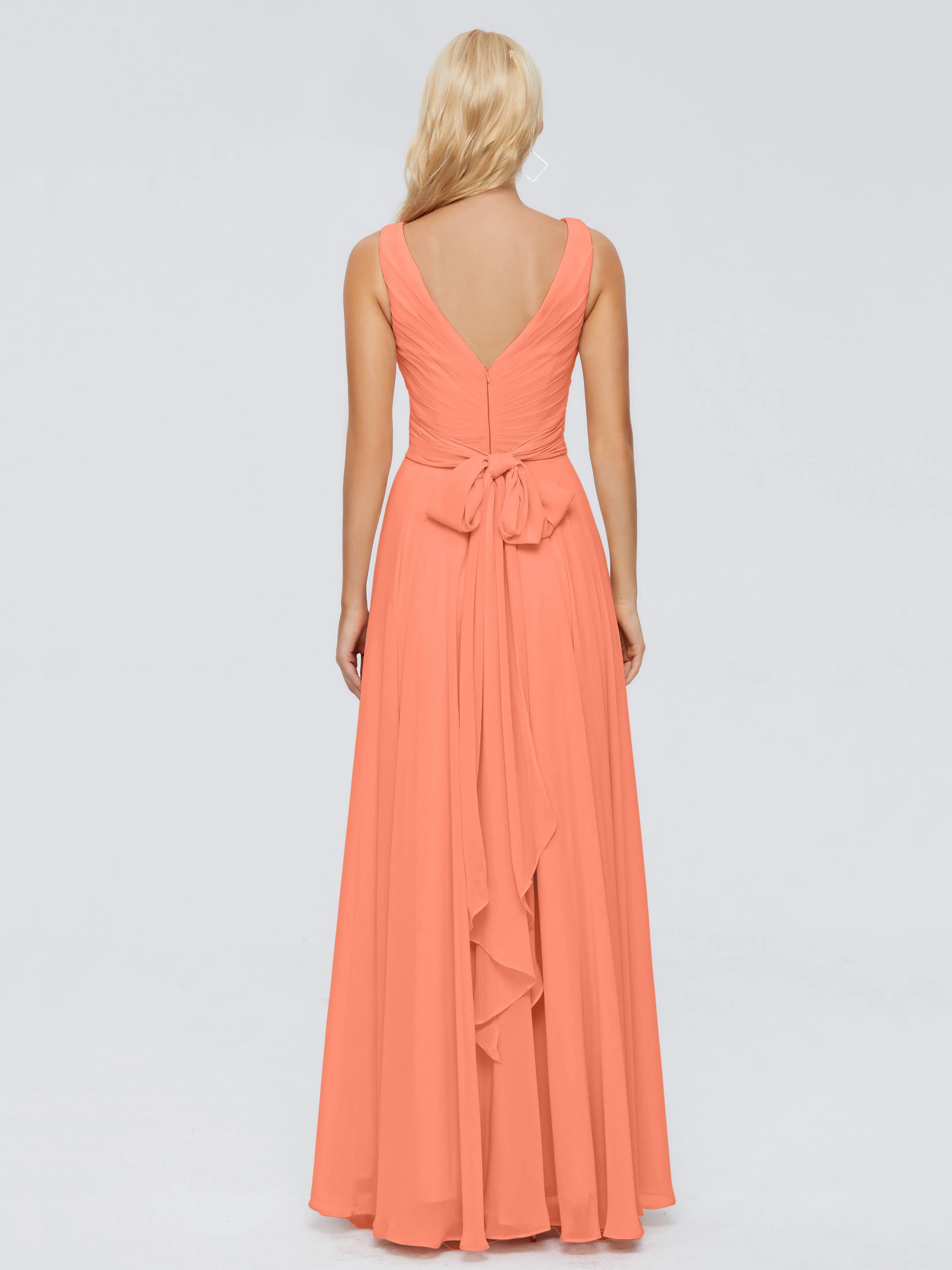 Ryleigh Flowy Chiffon Bridesmaid Dresses with Bow