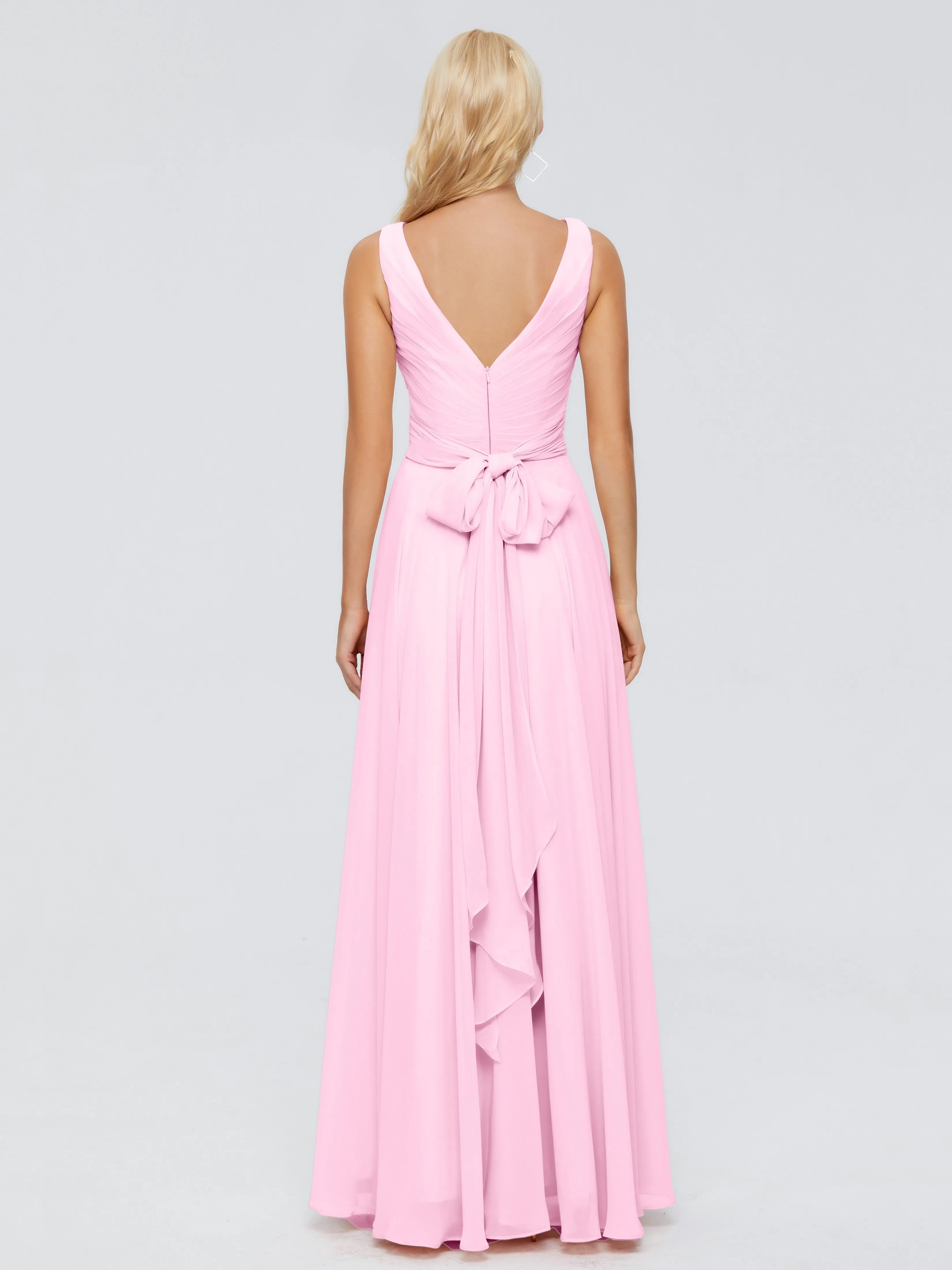 Ryleigh Flowy Chiffon Bridesmaid Dresses with Bow