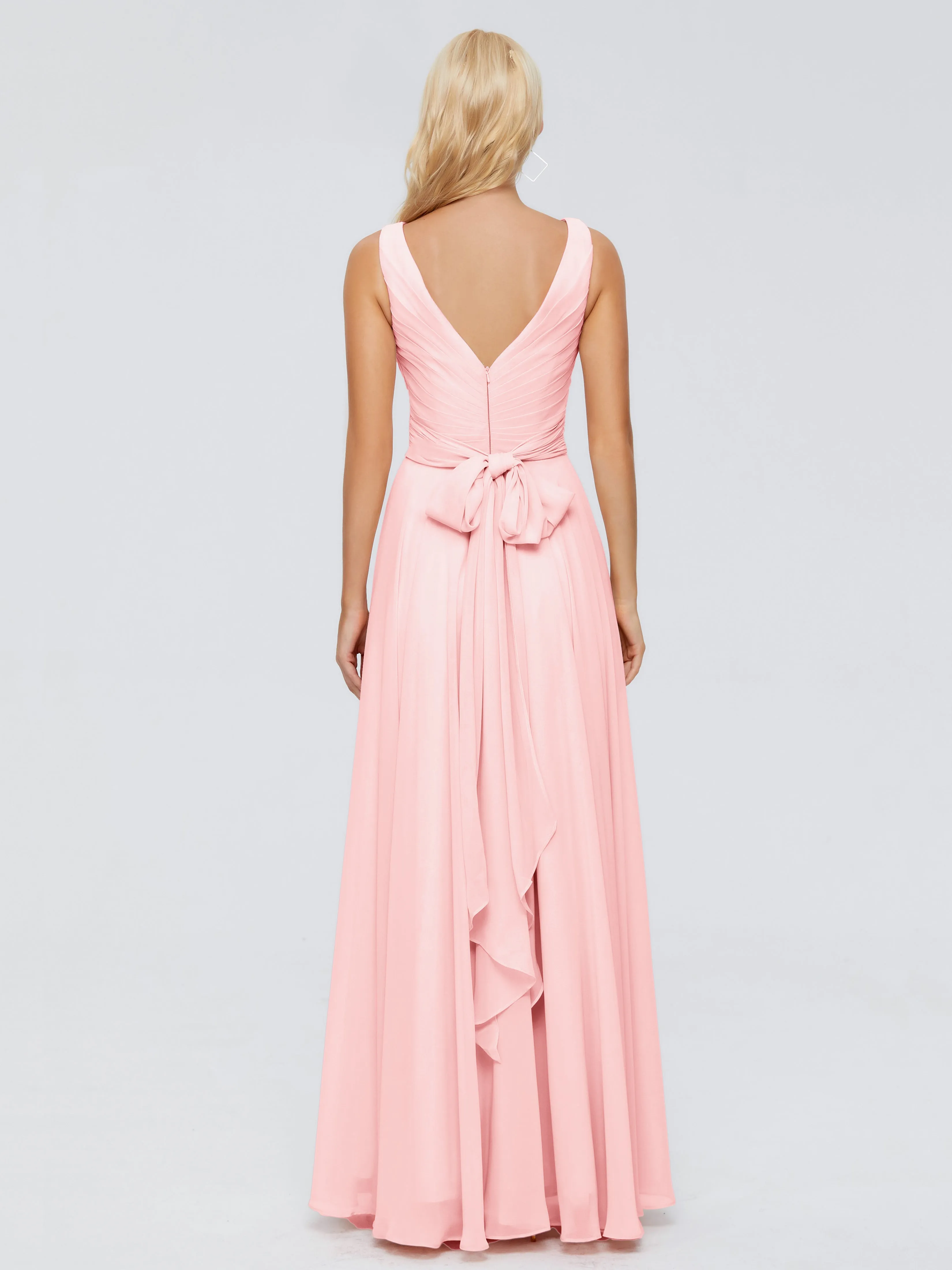 Ryleigh Flowy Chiffon Bridesmaid Dresses with Bow