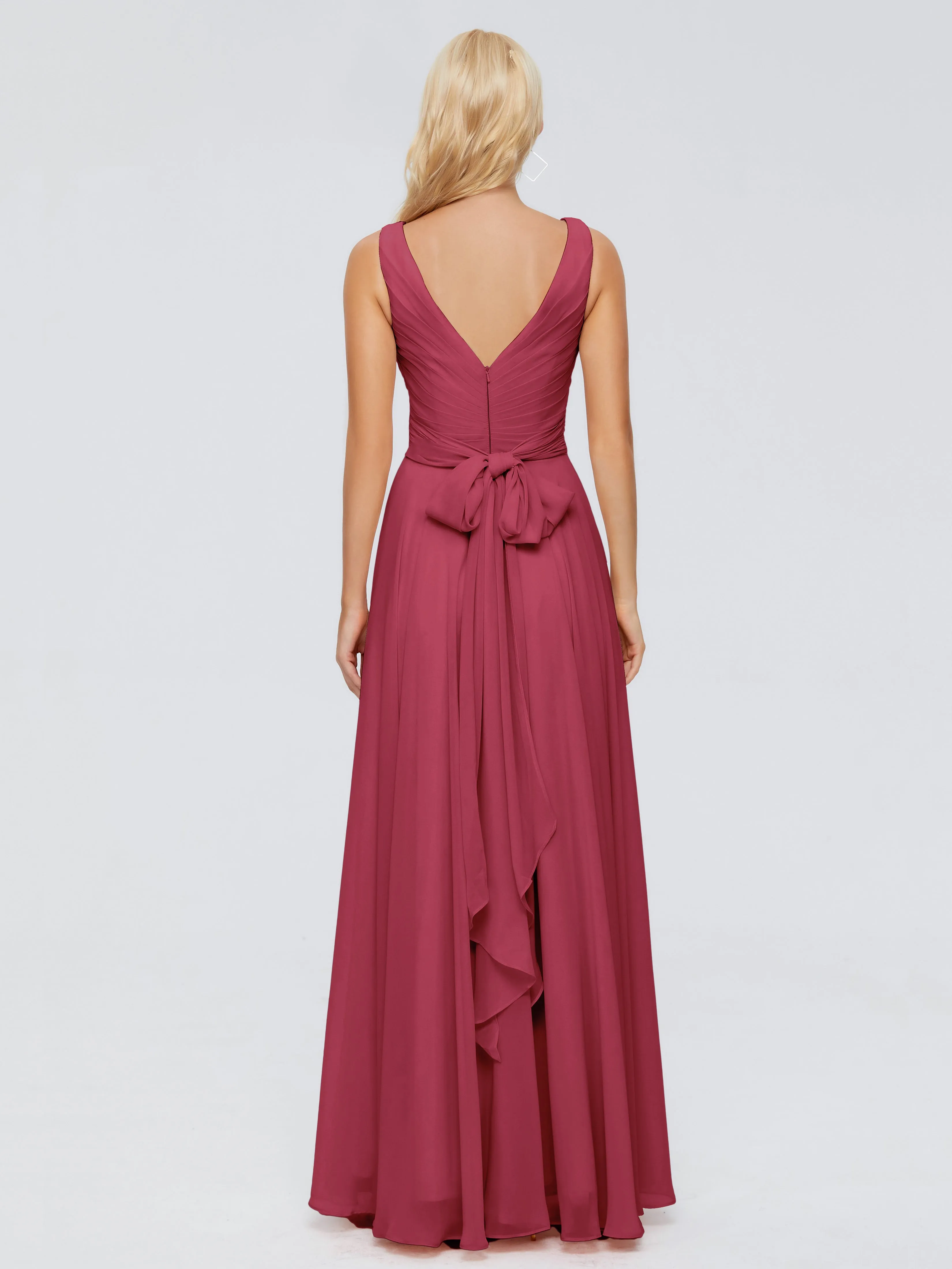 Ryleigh Flowy Chiffon Bridesmaid Dresses with Bow