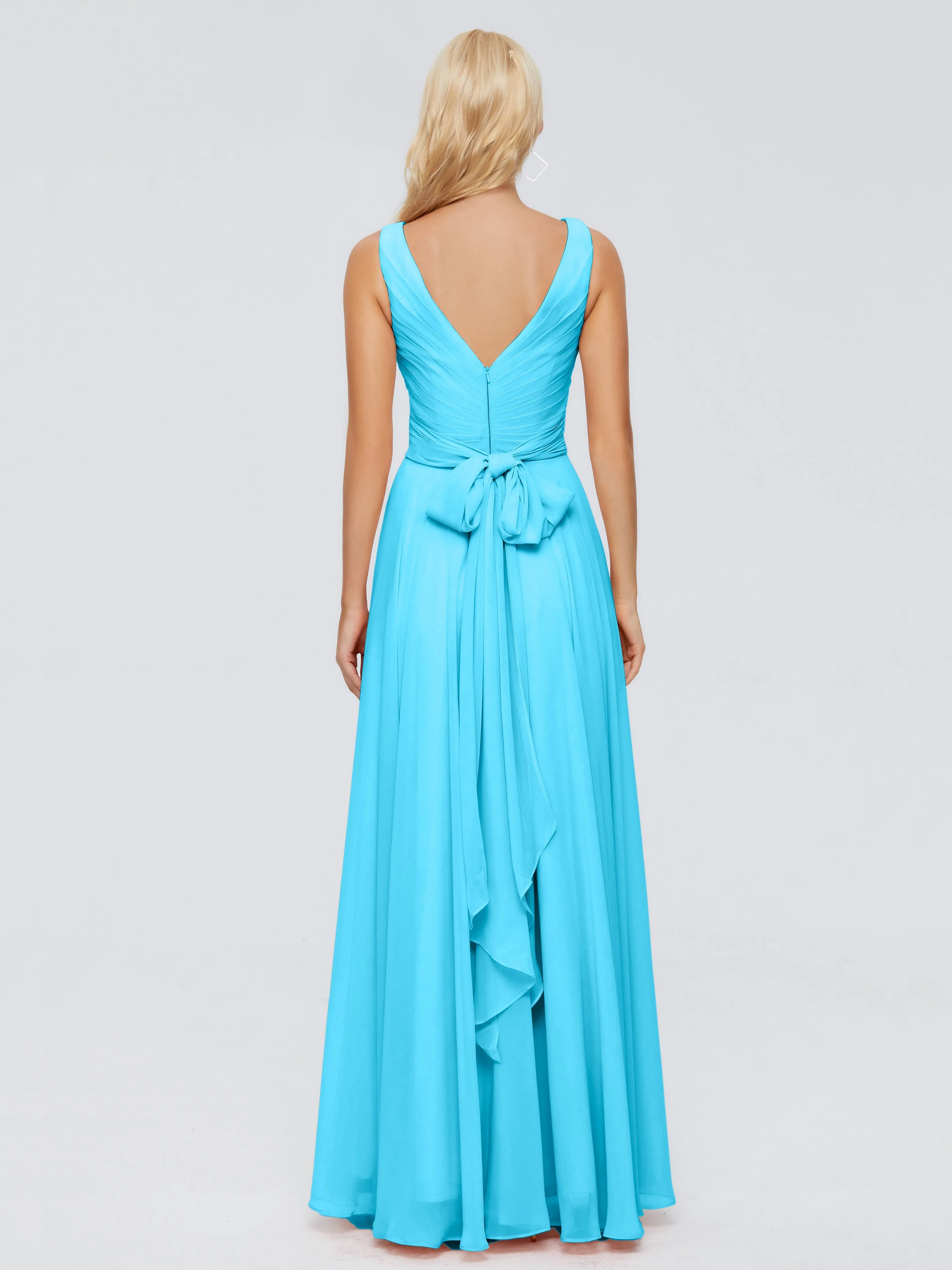 Ryleigh Flowy Chiffon Bridesmaid Dresses with Bow