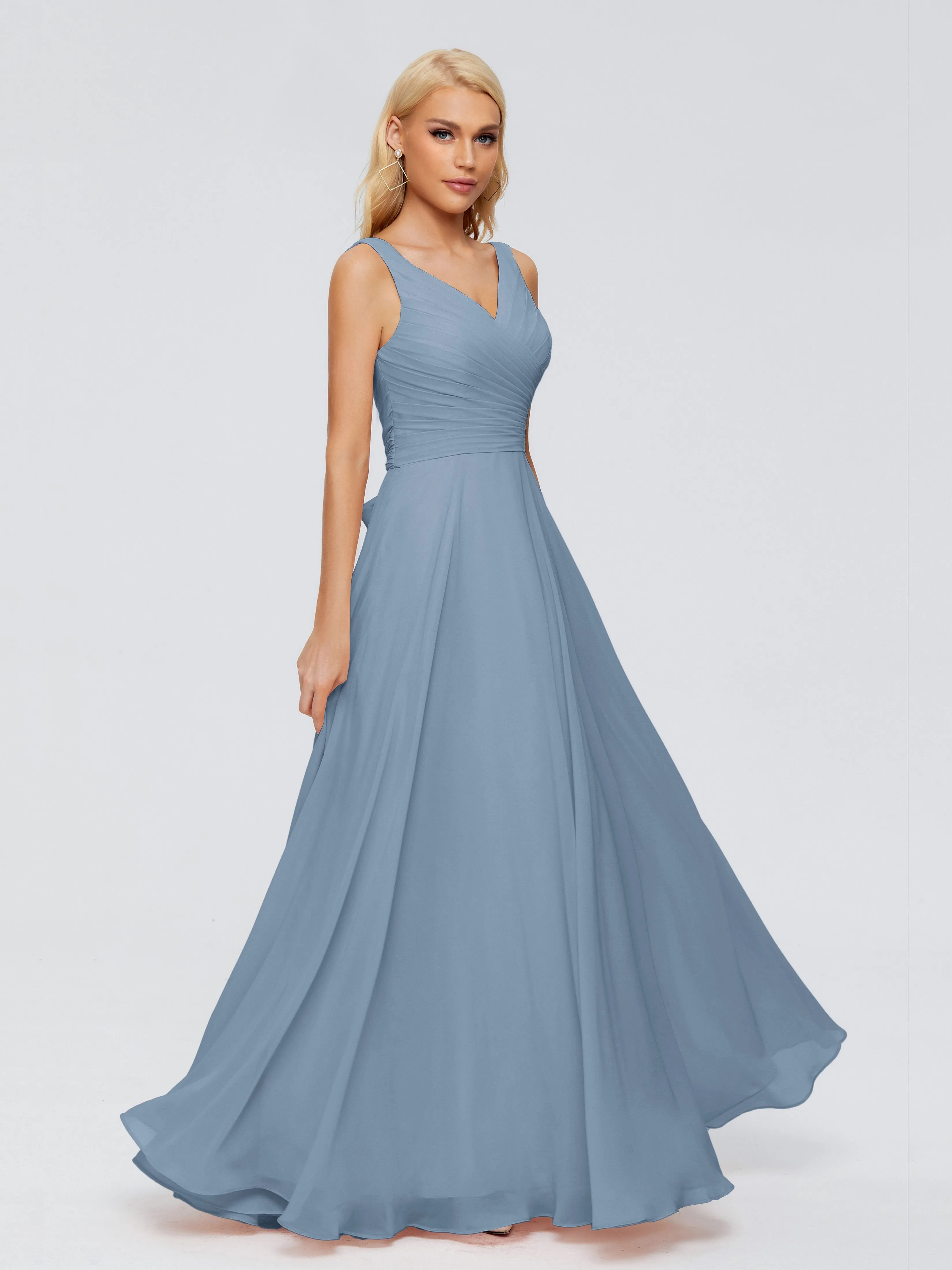 Ryleigh Flowy Chiffon Bridesmaid Dresses with Bow