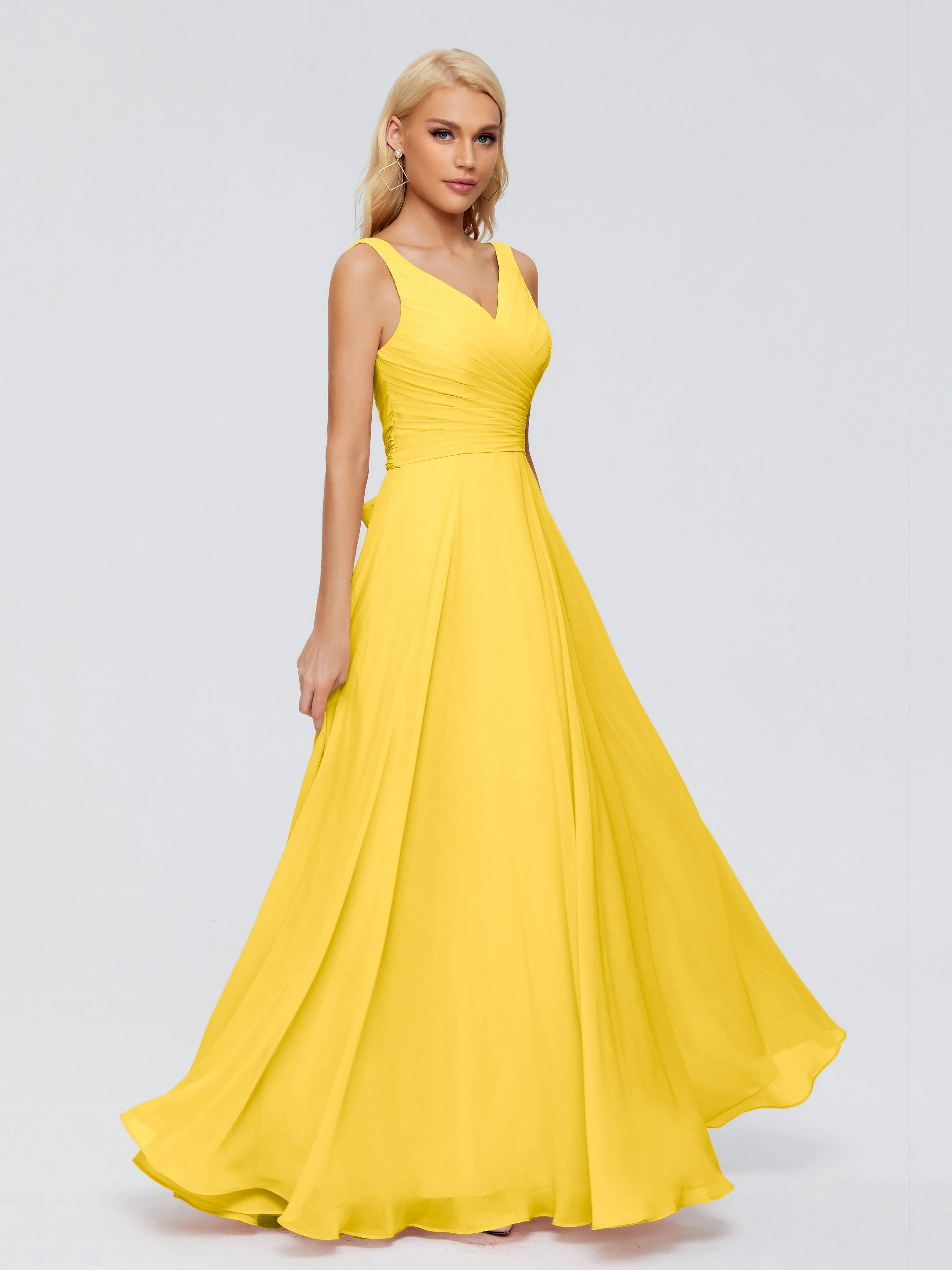 Ryleigh Flowy Chiffon Bridesmaid Dresses with Bow