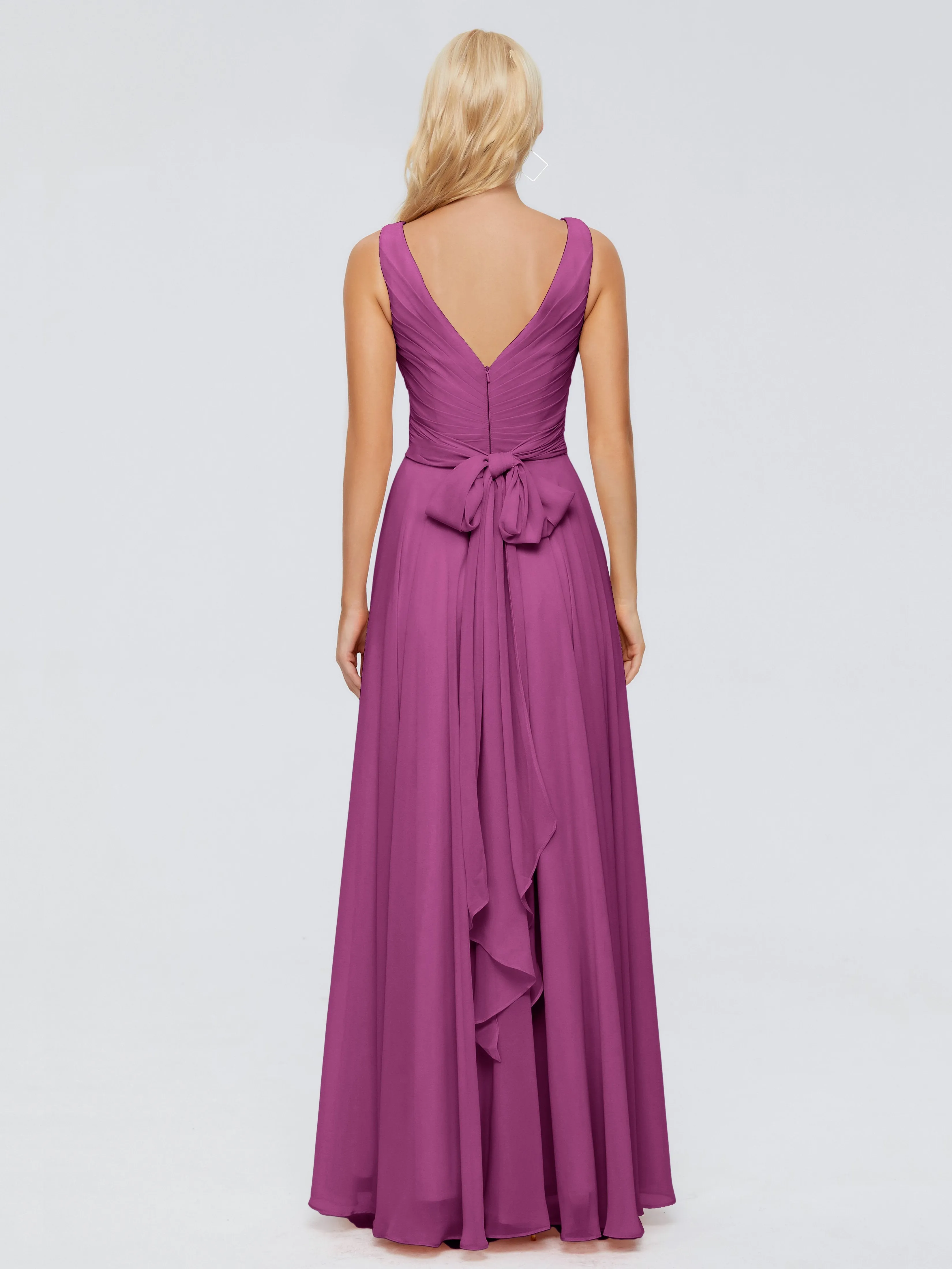 Ryleigh Flowy Chiffon Bridesmaid Dresses with Bow