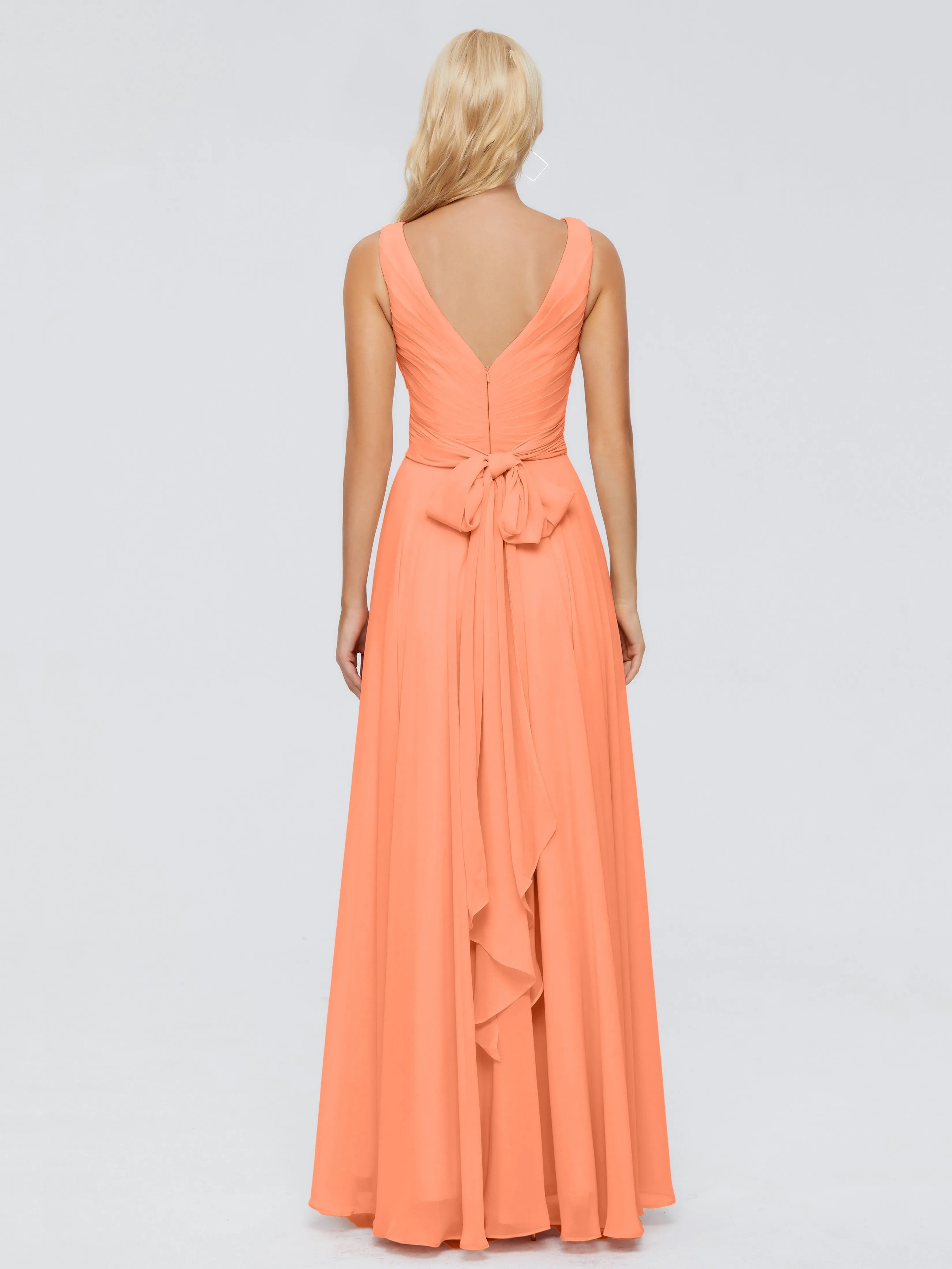 Ryleigh Flowy Chiffon Bridesmaid Dresses with Bow