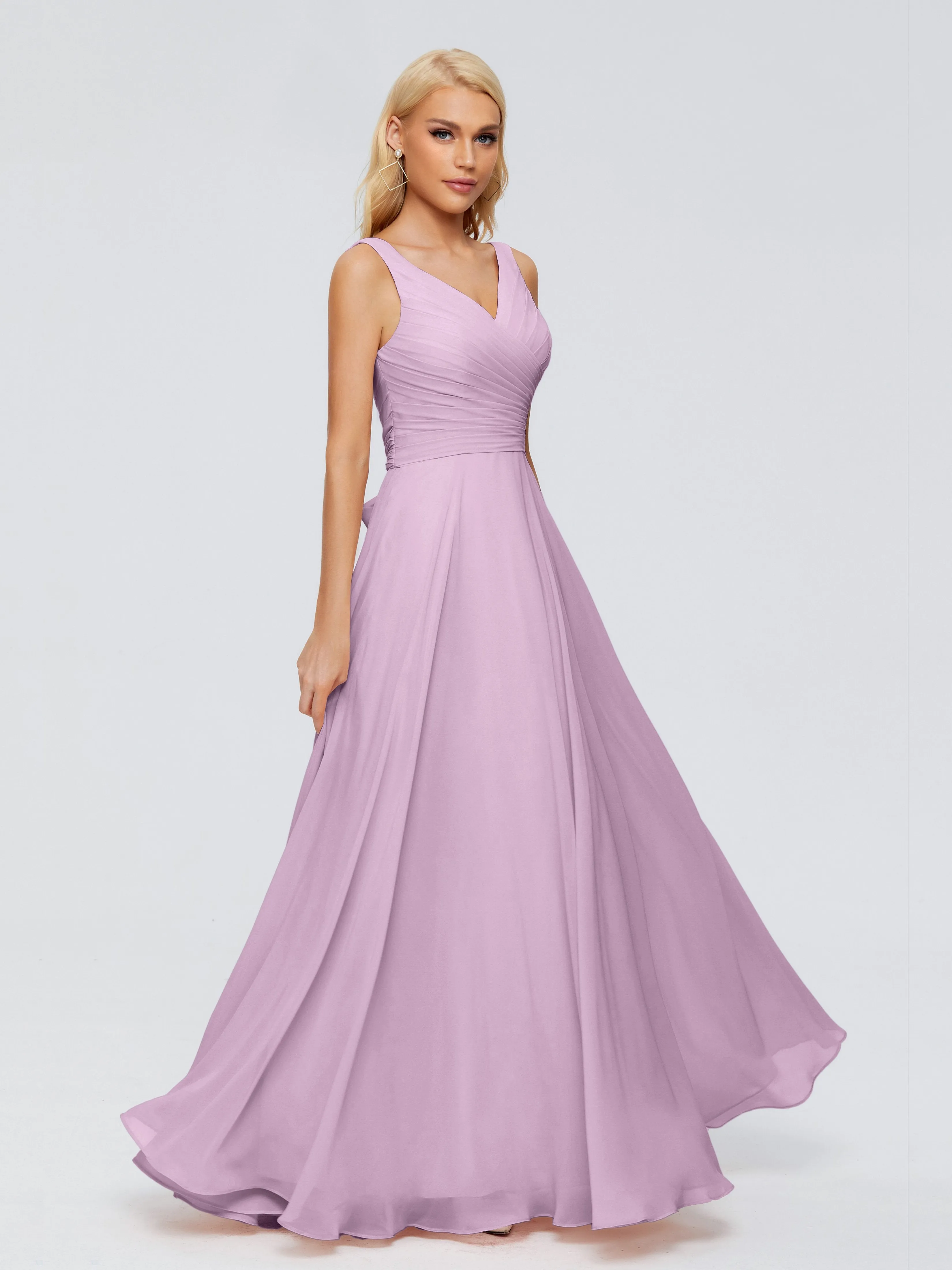 Ryleigh Flowy Chiffon Bridesmaid Dresses with Bow