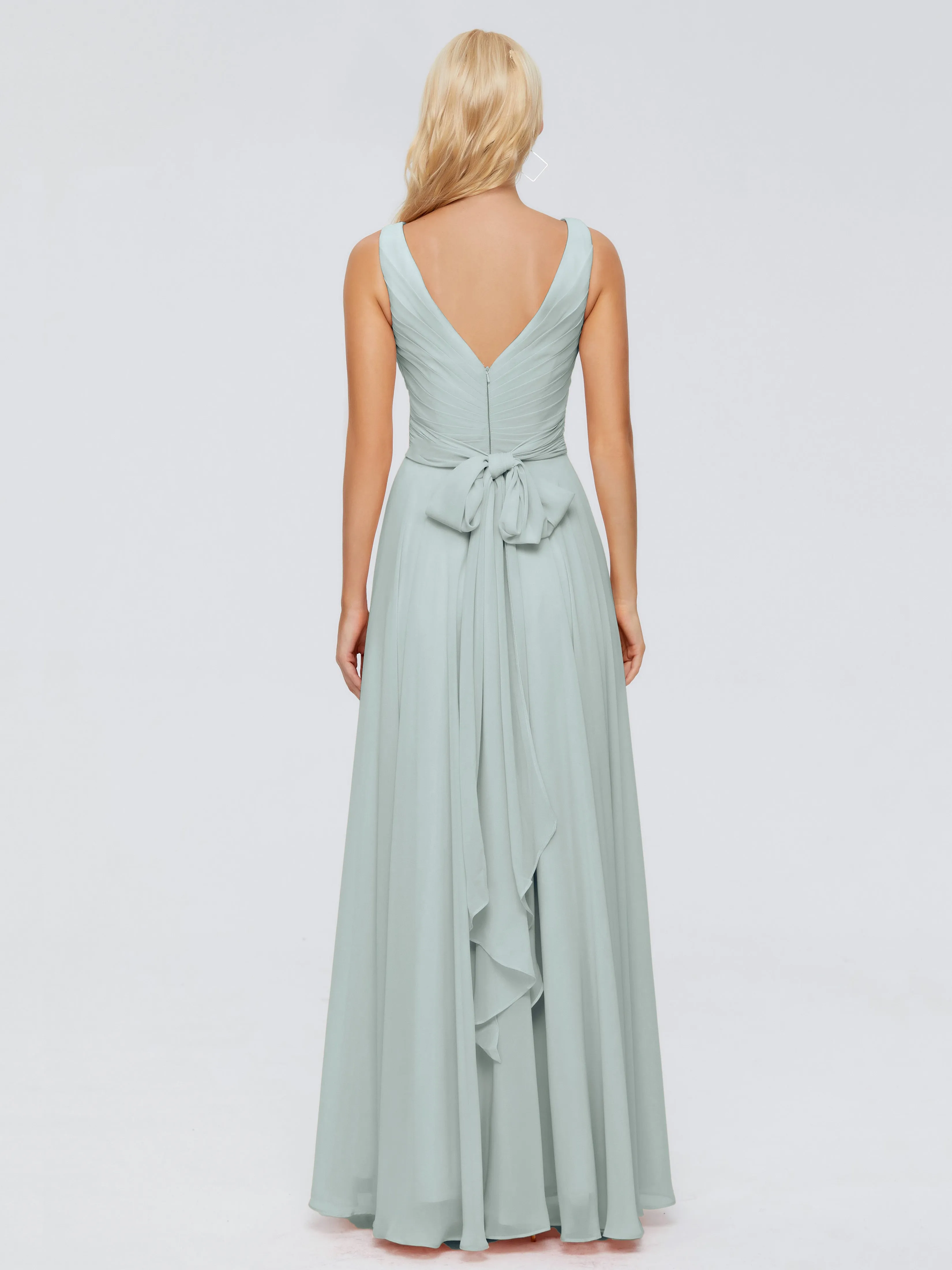 Ryleigh Flowy Chiffon Bridesmaid Dresses with Bow