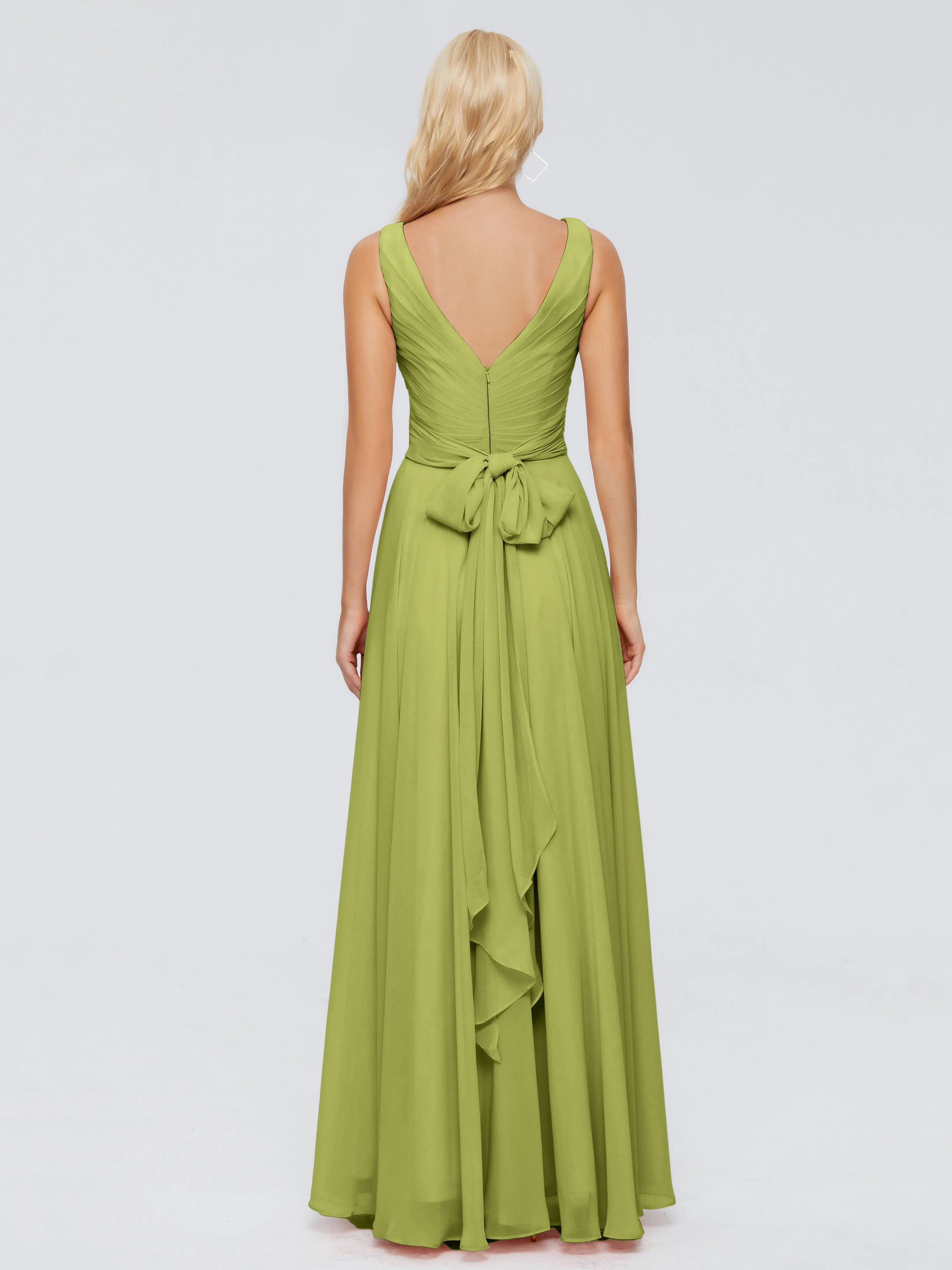 Ryleigh Flowy Chiffon Bridesmaid Dresses with Bow