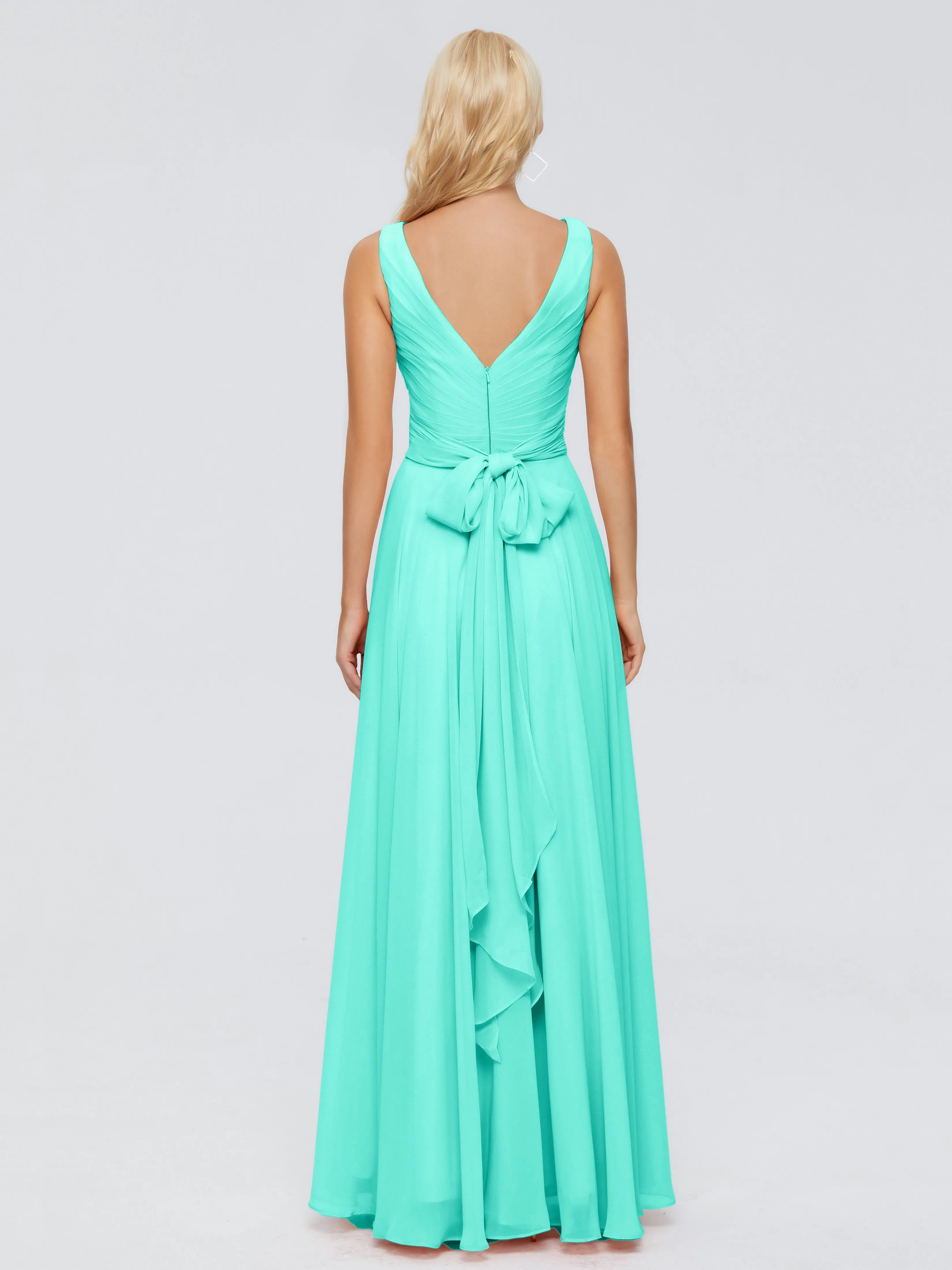 Ryleigh Flowy Chiffon Bridesmaid Dresses with Bow