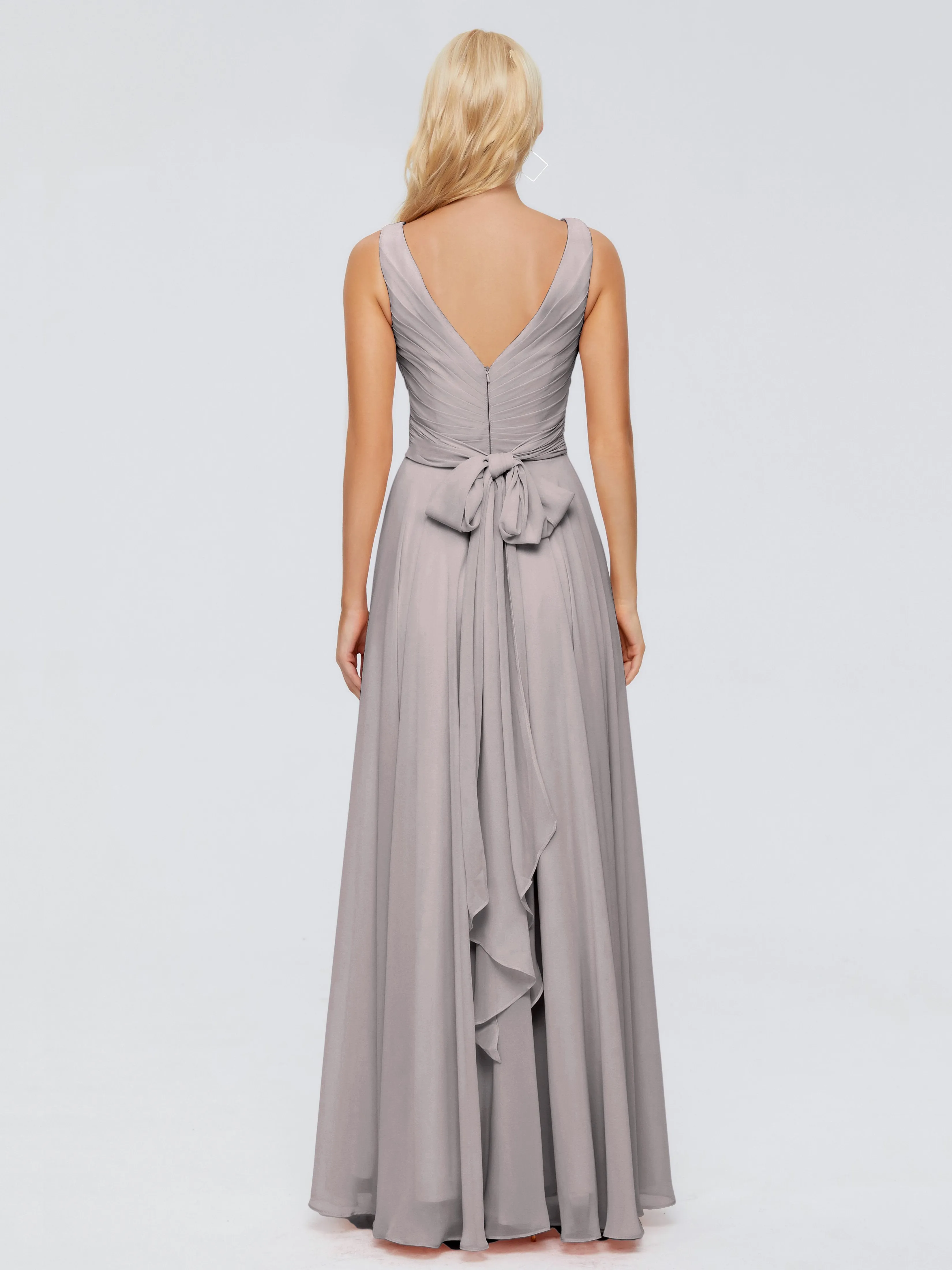 Ryleigh Flowy Chiffon Bridesmaid Dresses with Bow