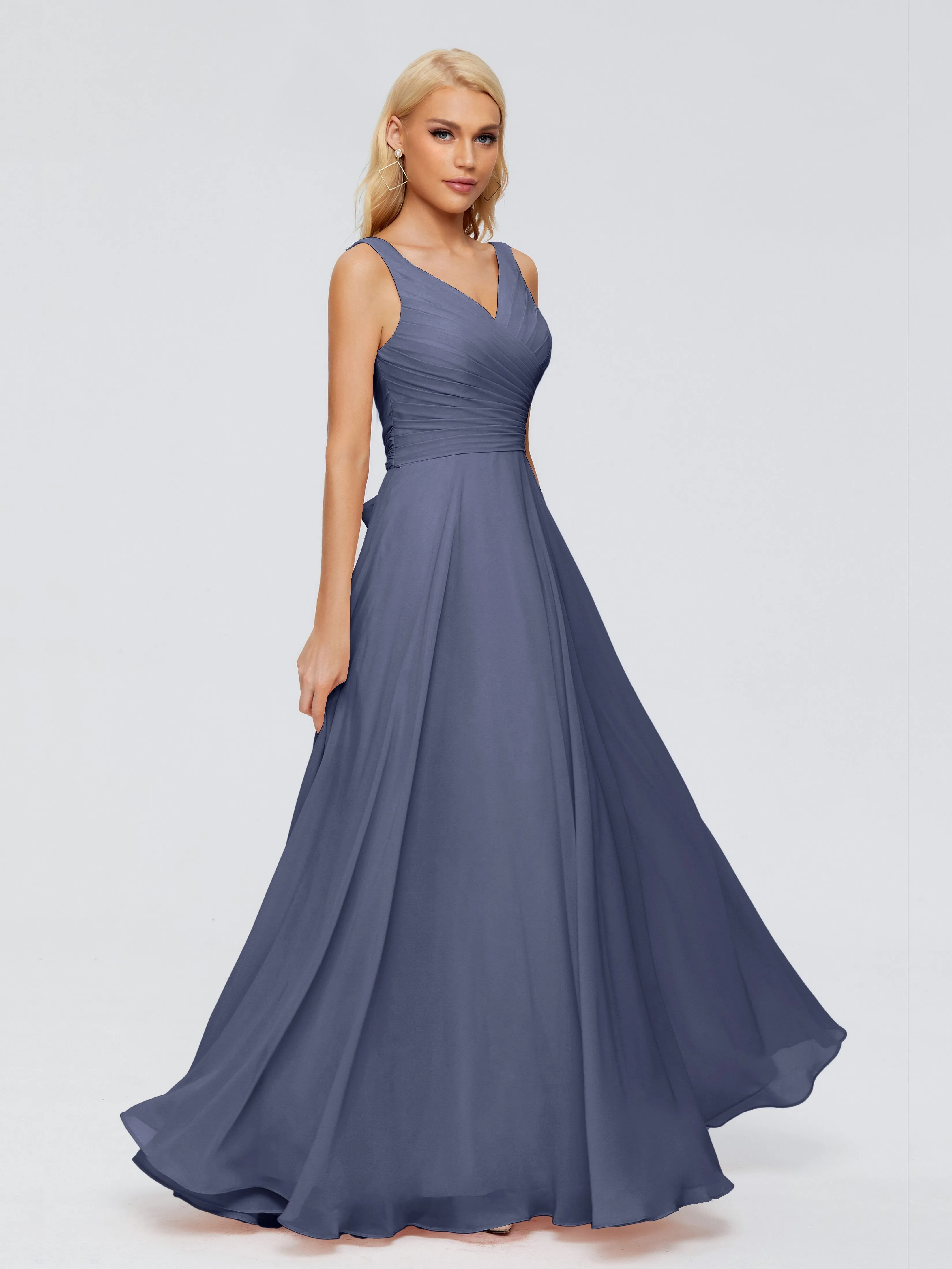 Ryleigh Flowy Chiffon Bridesmaid Dresses with Bow