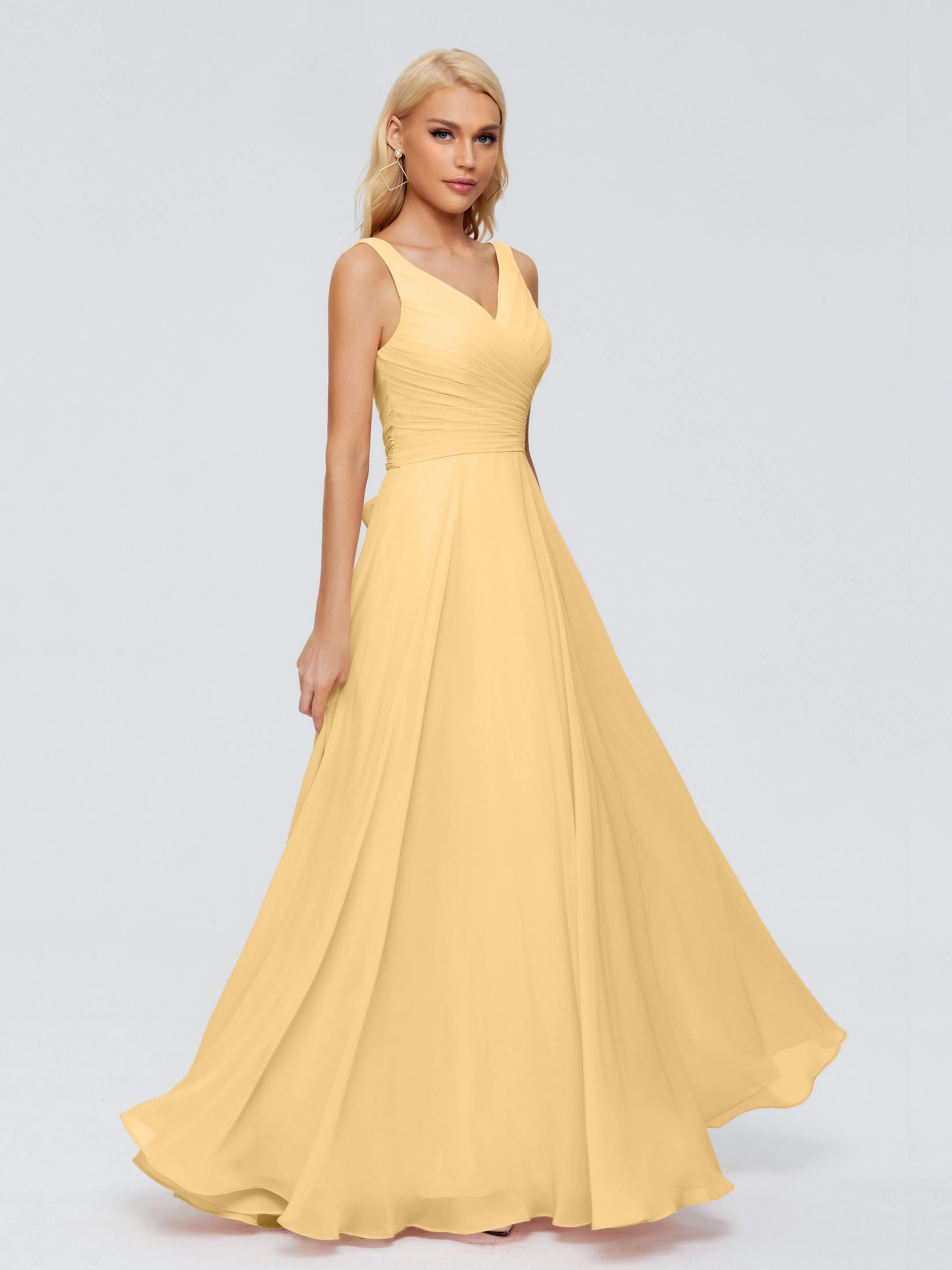 Ryleigh Flowy Chiffon Bridesmaid Dresses with Bow