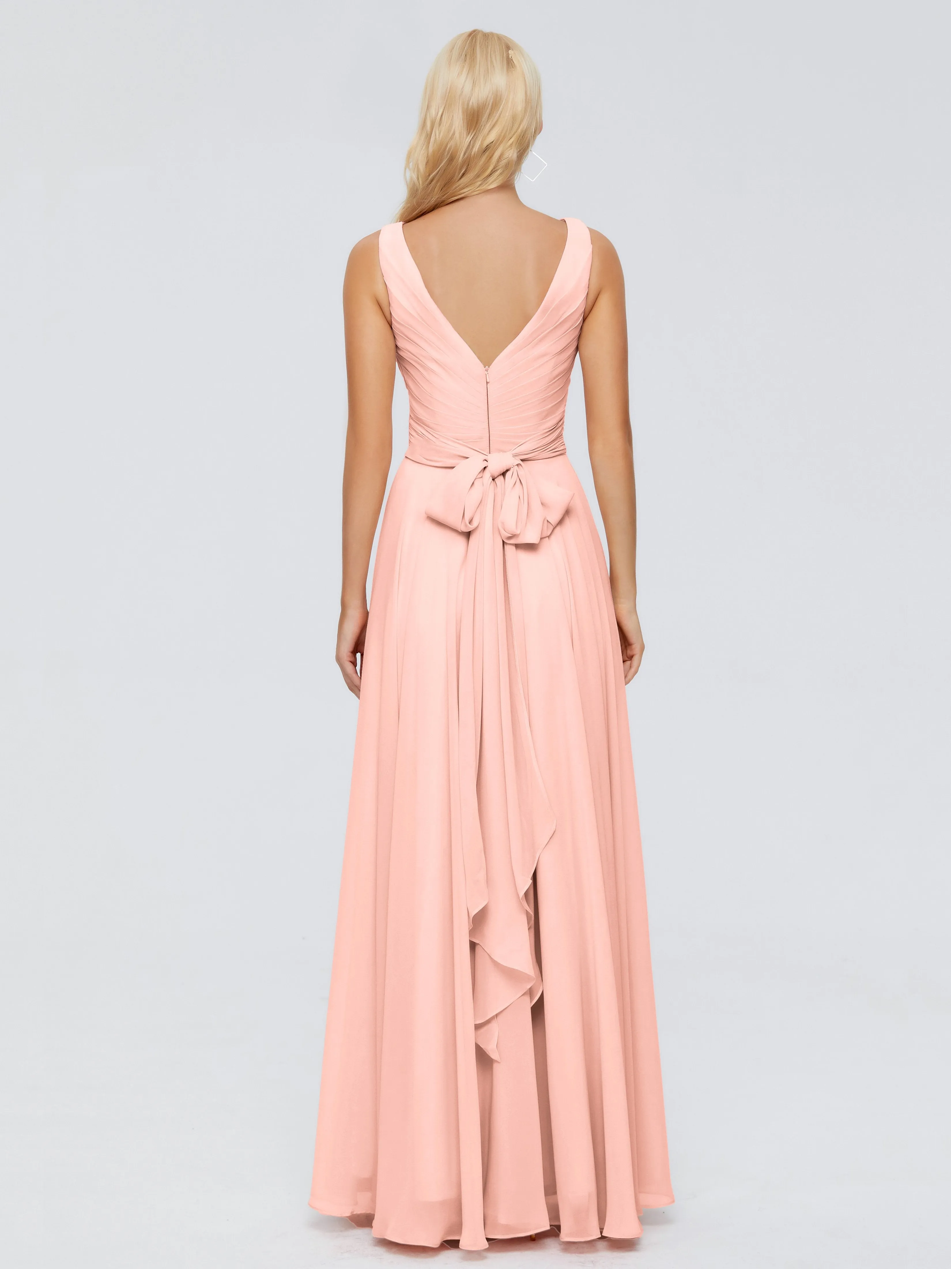 Ryleigh Flowy Chiffon Bridesmaid Dresses with Bow