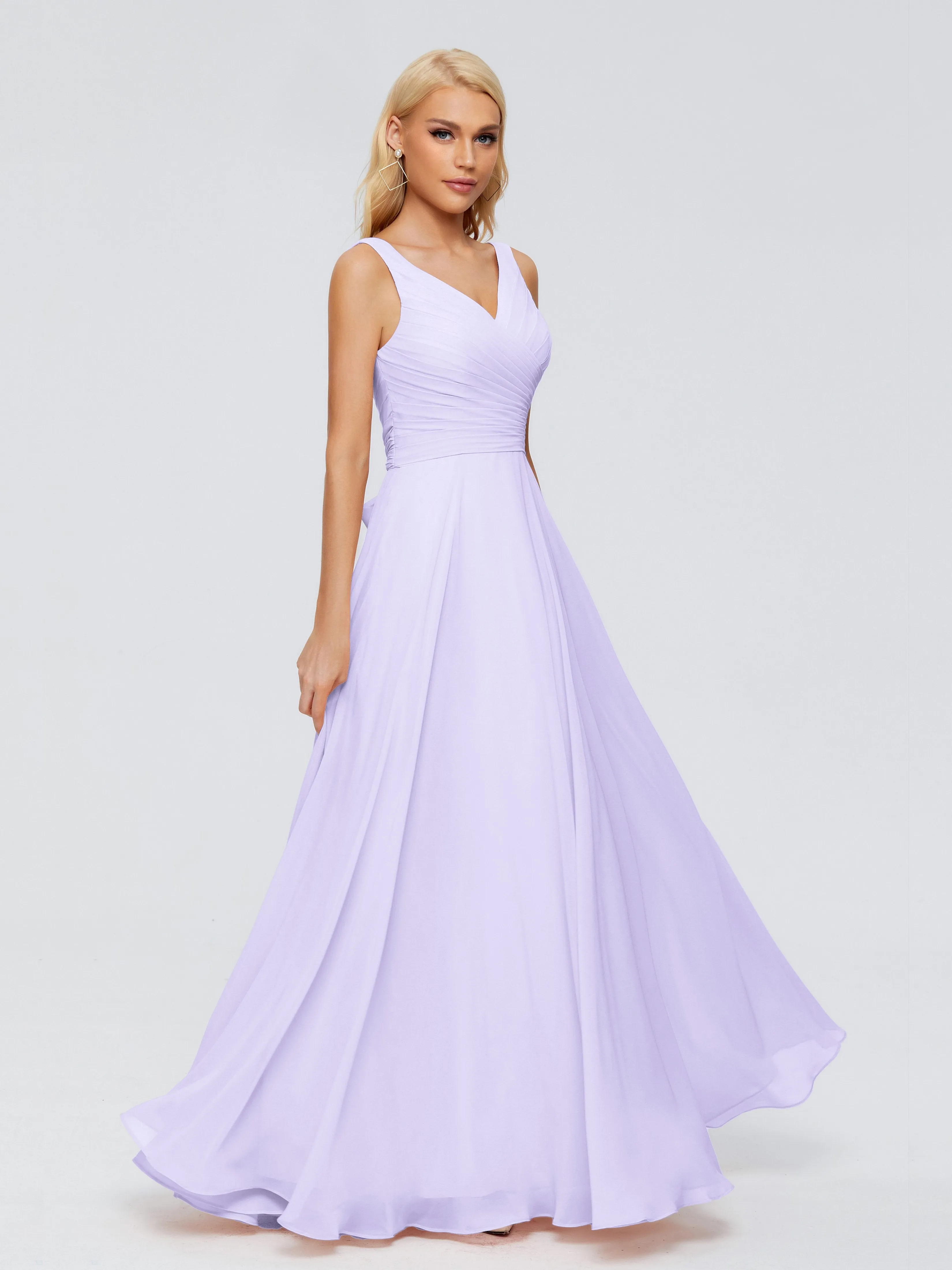 Ryleigh Flowy Chiffon Bridesmaid Dresses with Bow