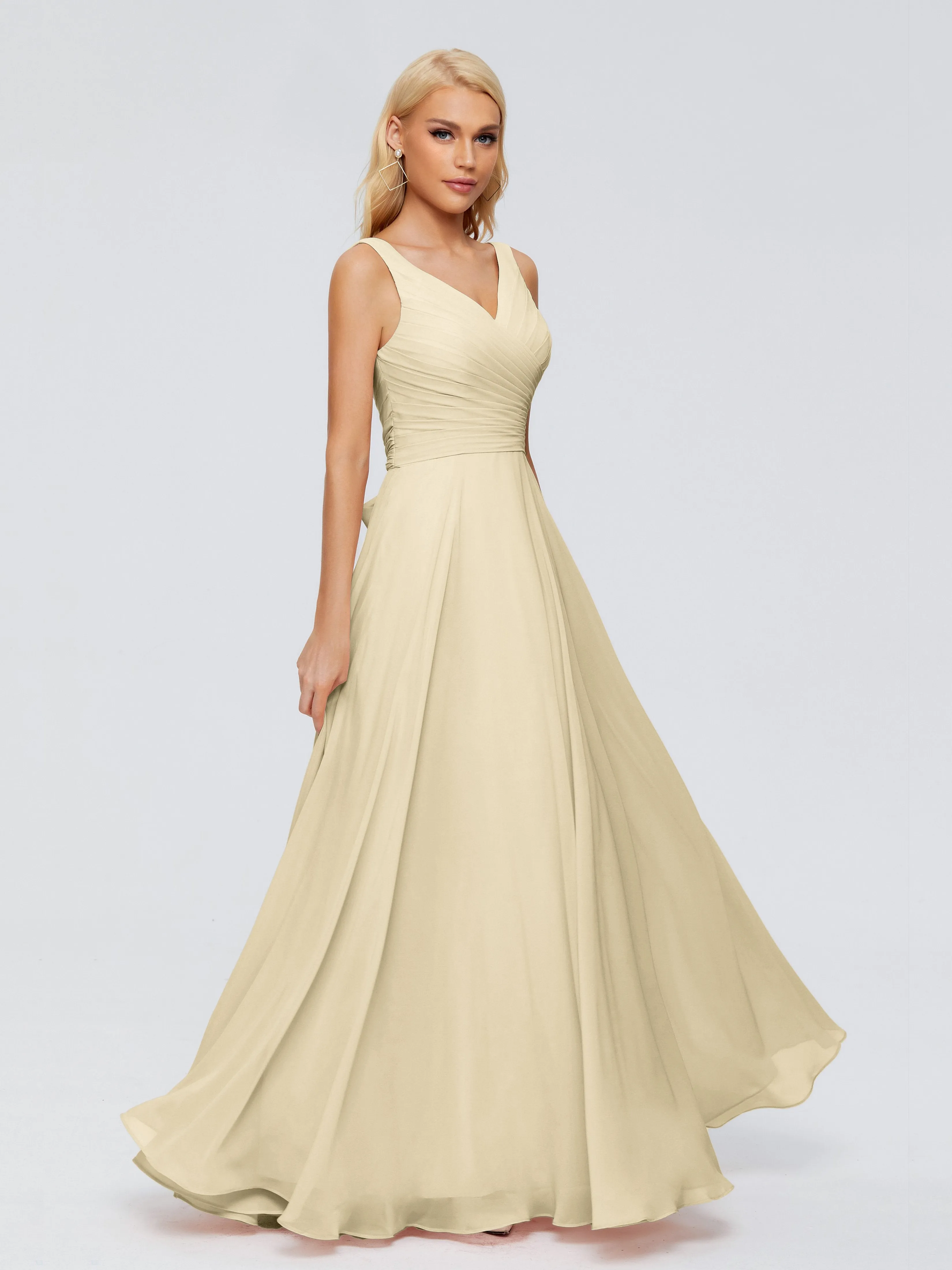 Ryleigh Flowy Chiffon Bridesmaid Dresses with Bow