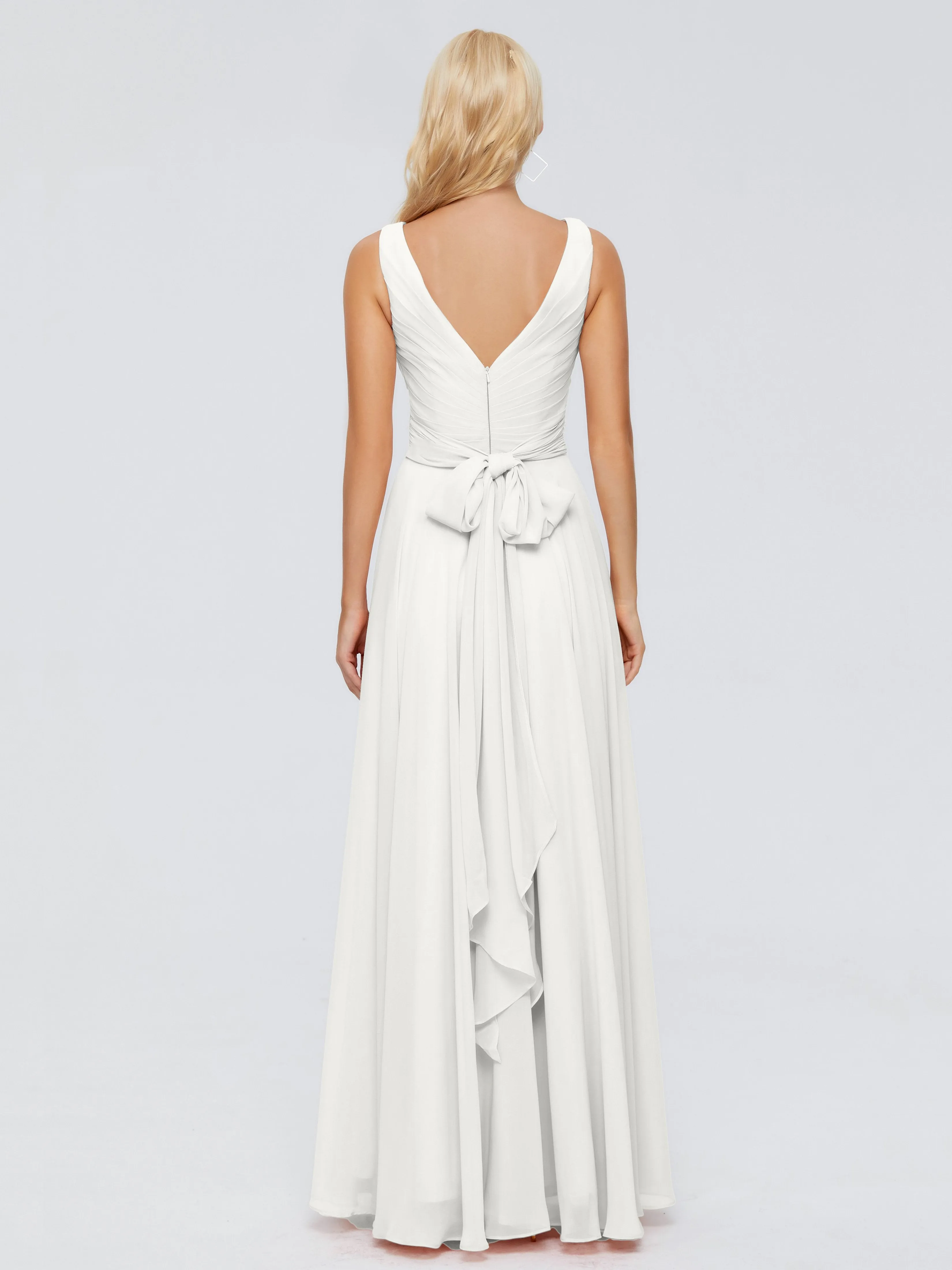 Ryleigh Flowy Chiffon Bridesmaid Dresses with Bow