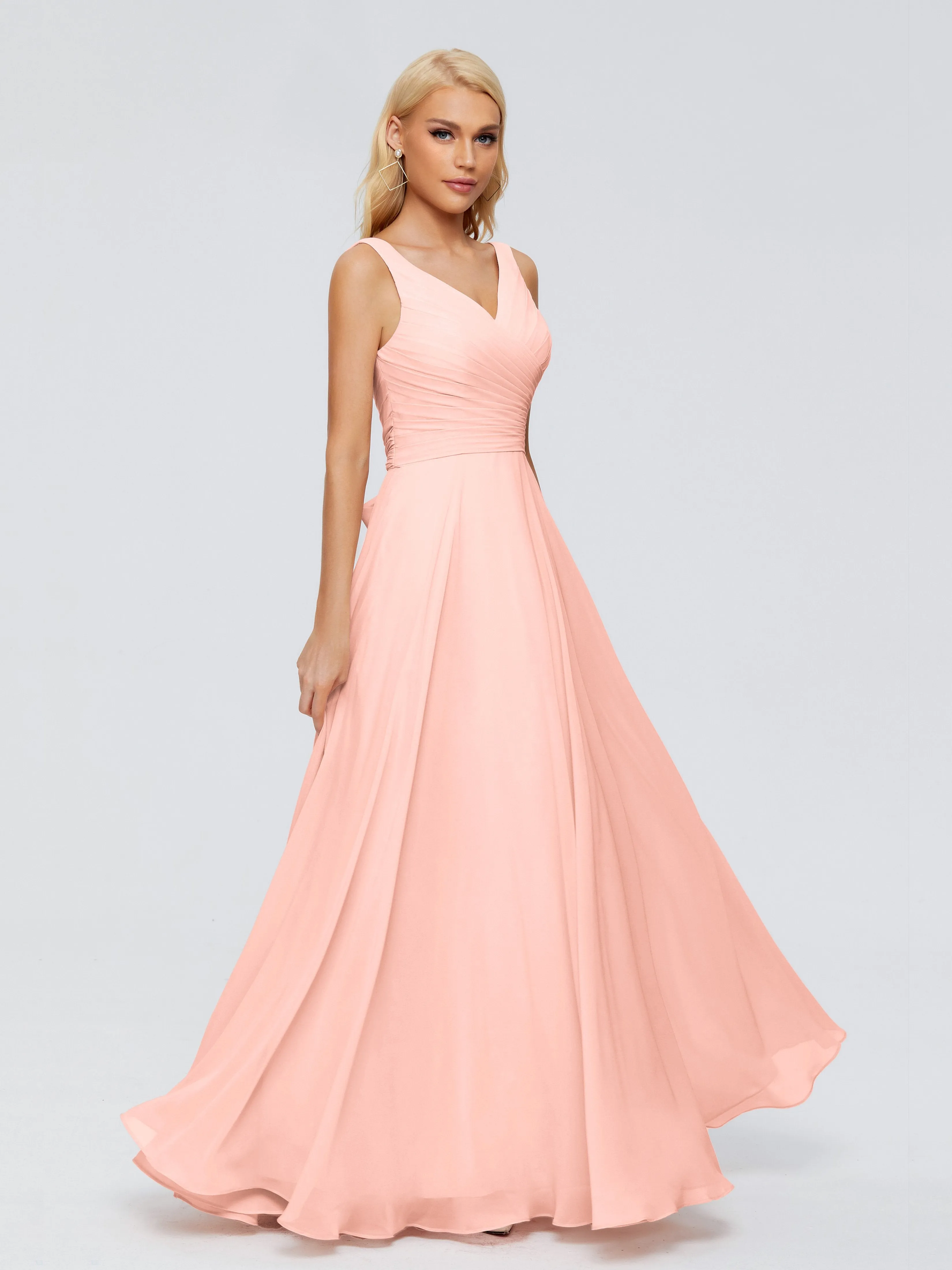 Ryleigh Flowy Chiffon Bridesmaid Dresses with Bow