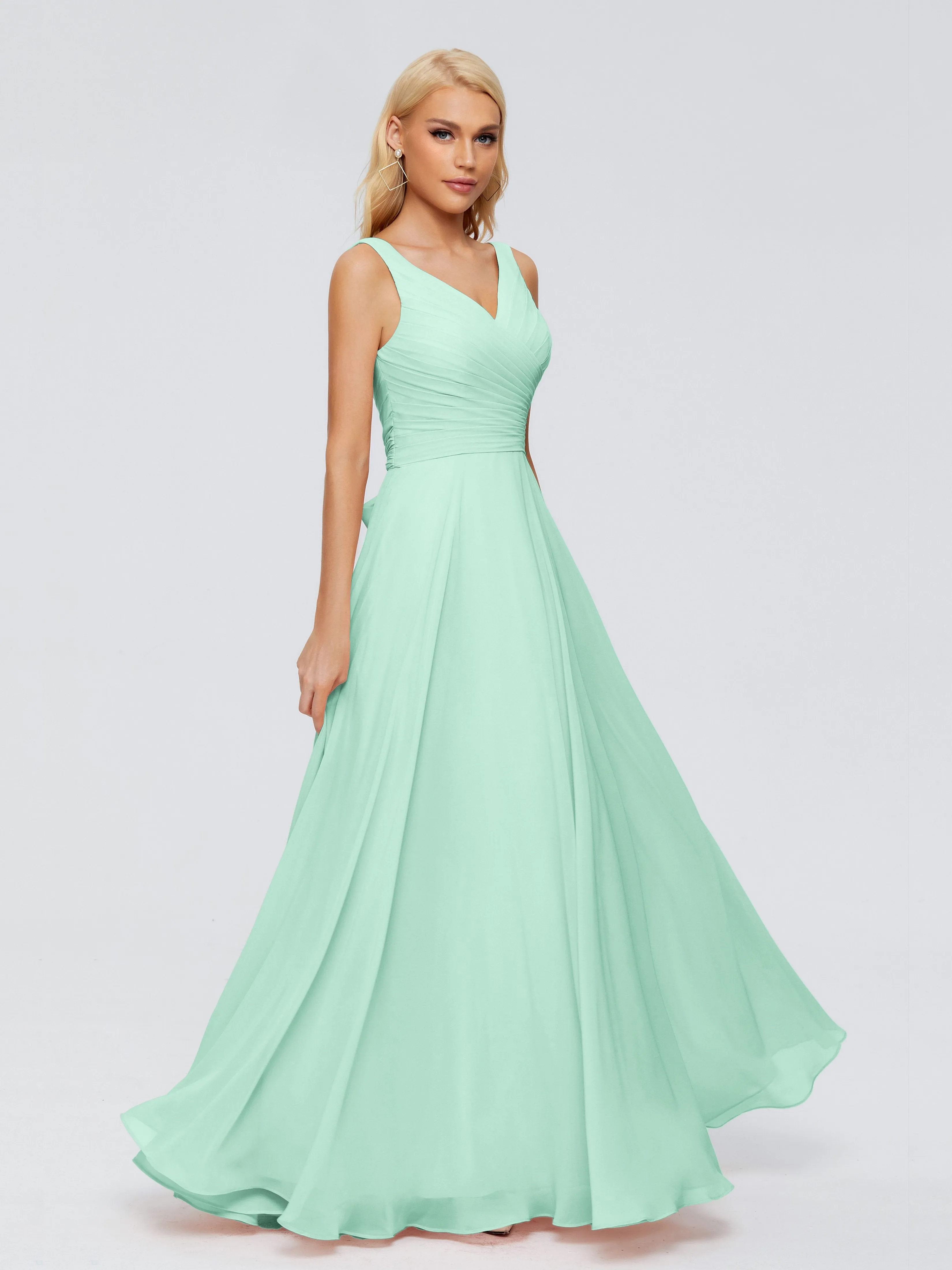 Ryleigh Flowy Chiffon Bridesmaid Dresses with Bow