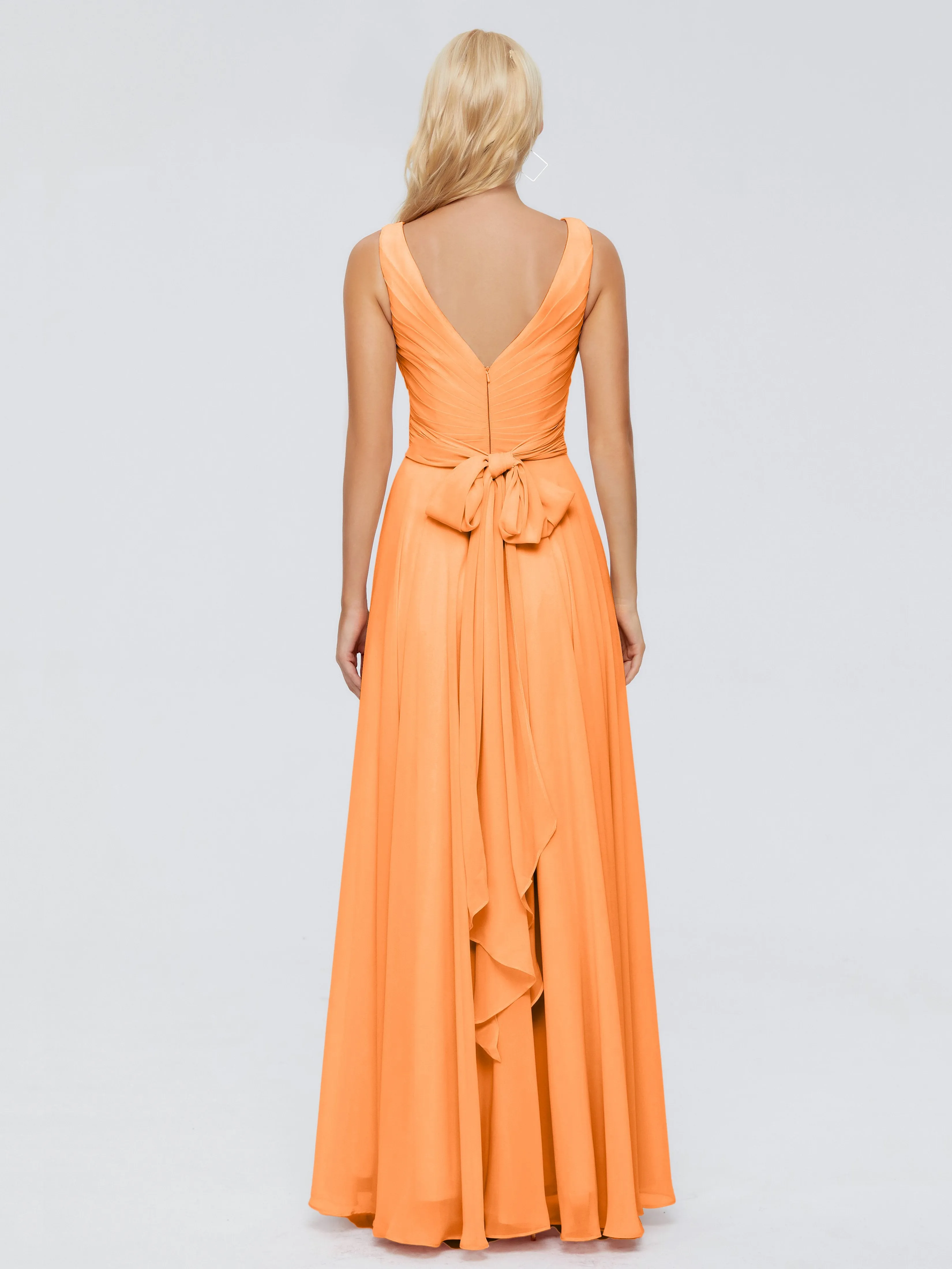 Ryleigh Flowy Chiffon Bridesmaid Dresses with Bow