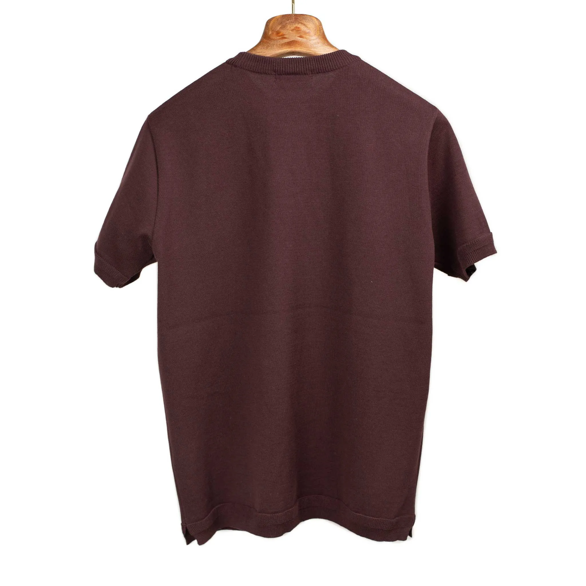 Short sleeve knit t-shirt in chocolate brown