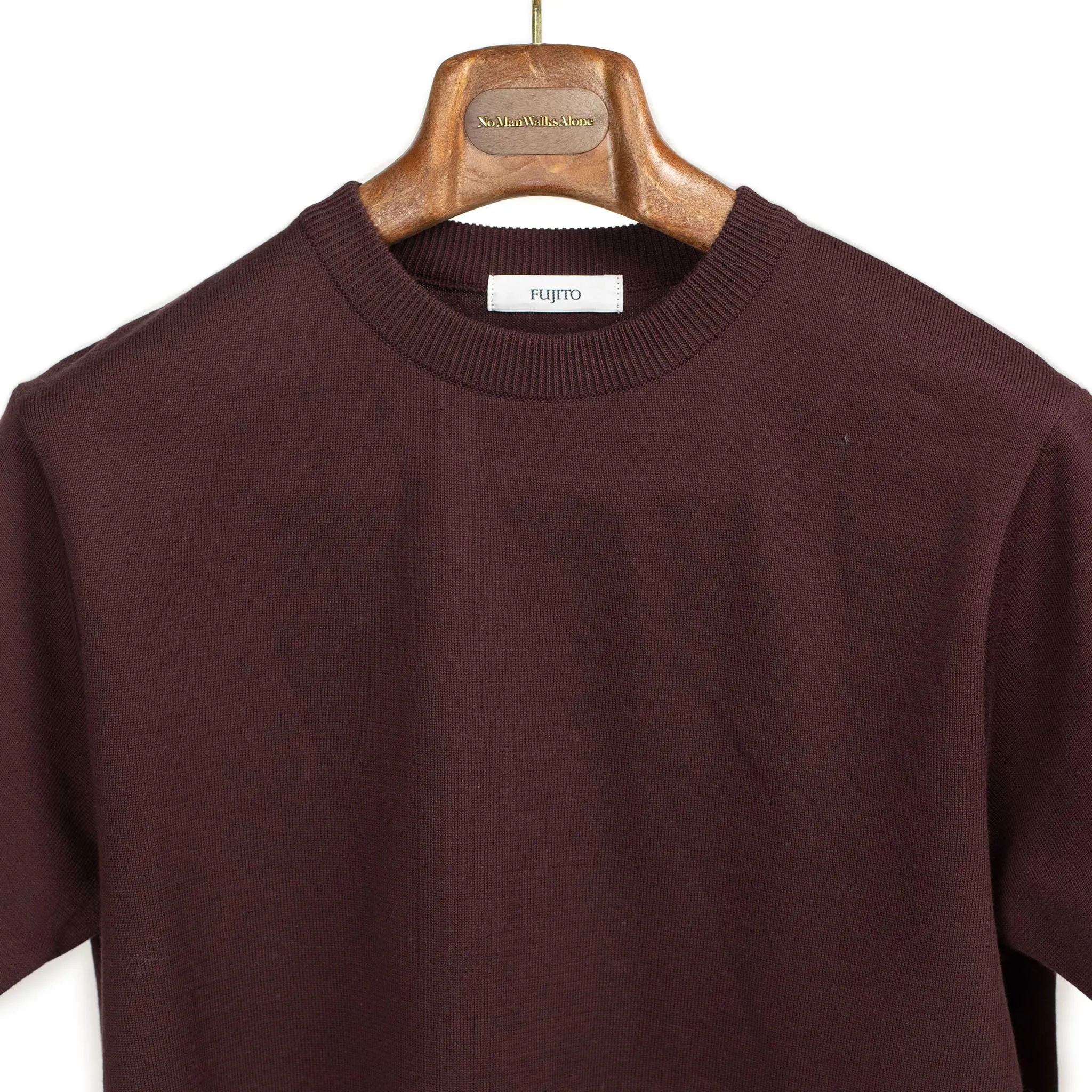 Short sleeve knit t-shirt in chocolate brown