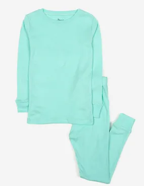 Solid Color Aqua Matching Family Pajama Set