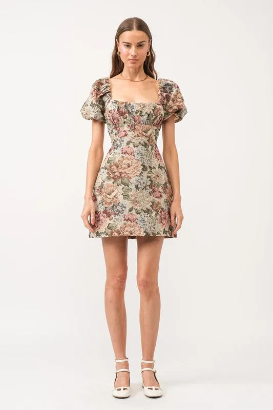 Sophia Jacquard Tie Back Dress