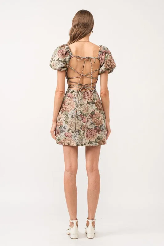 Sophia Jacquard Tie Back Dress