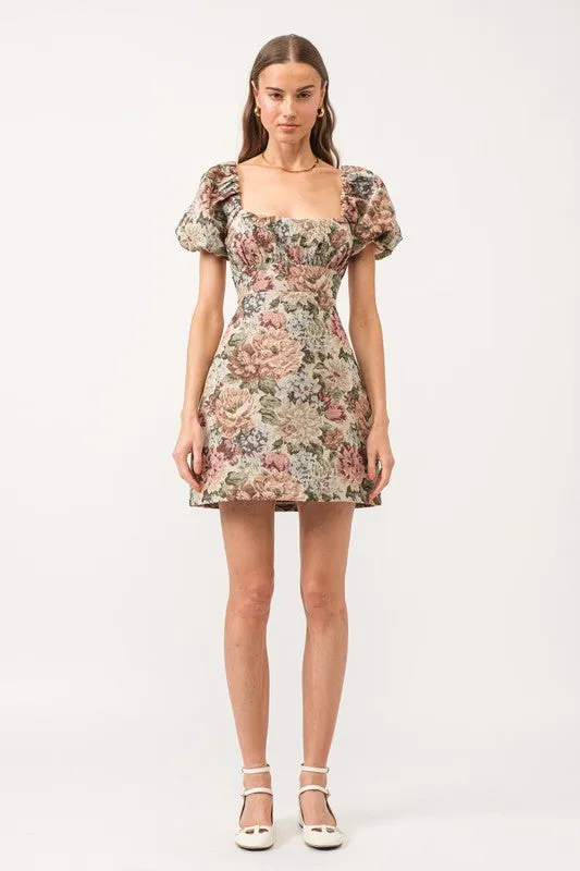 Sophia Jacquard Tie Back Dress